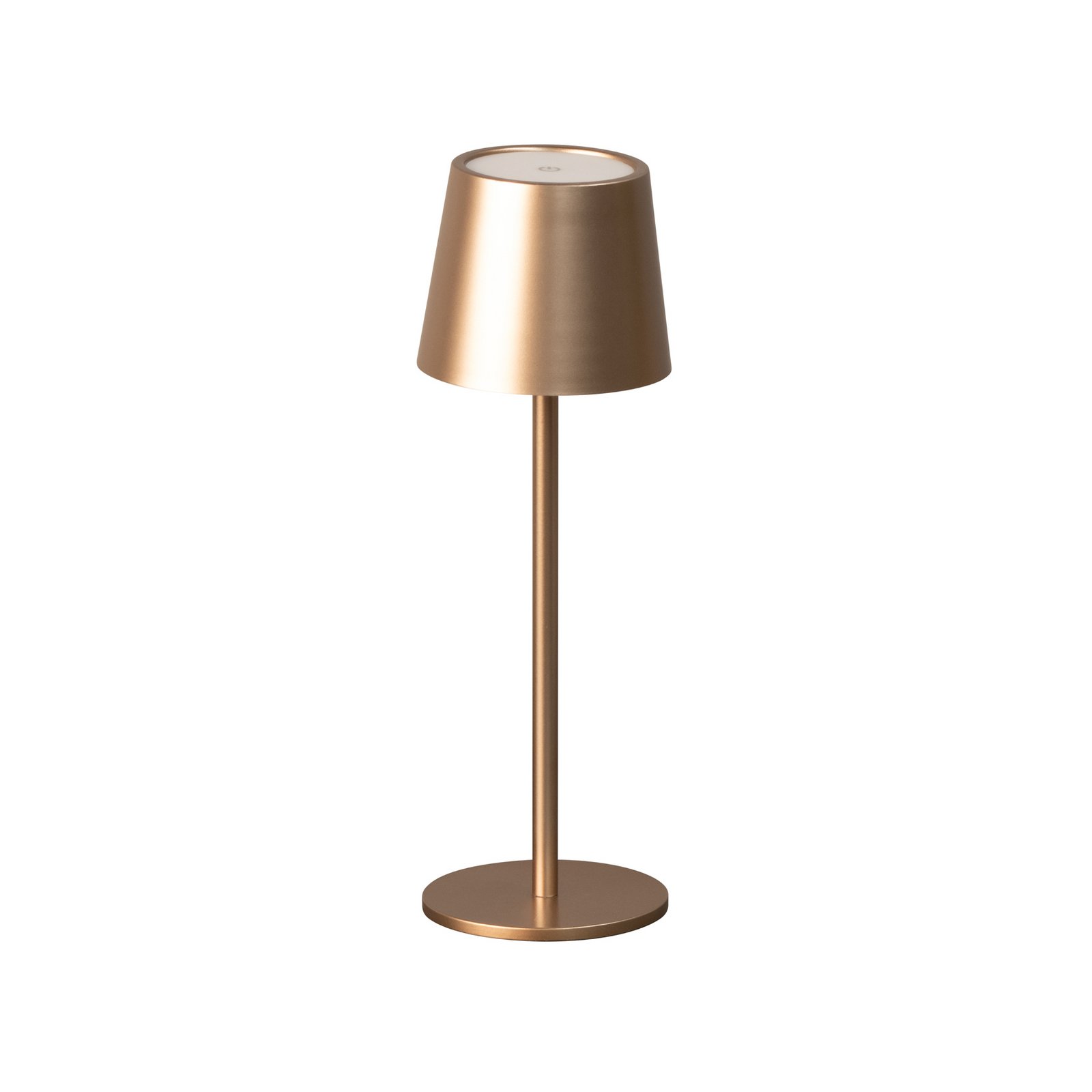 LED-Akku-Tischlampe Roxi, coffeefarben, Metall, IP54, Dimmer