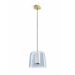 Frida pendant light, glass double lampshade, blue