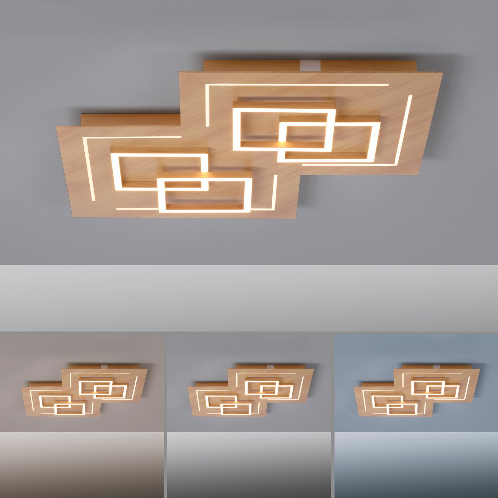 Paul Neuhaus Q-LINEA LED-Decke Holzdekor 60cm