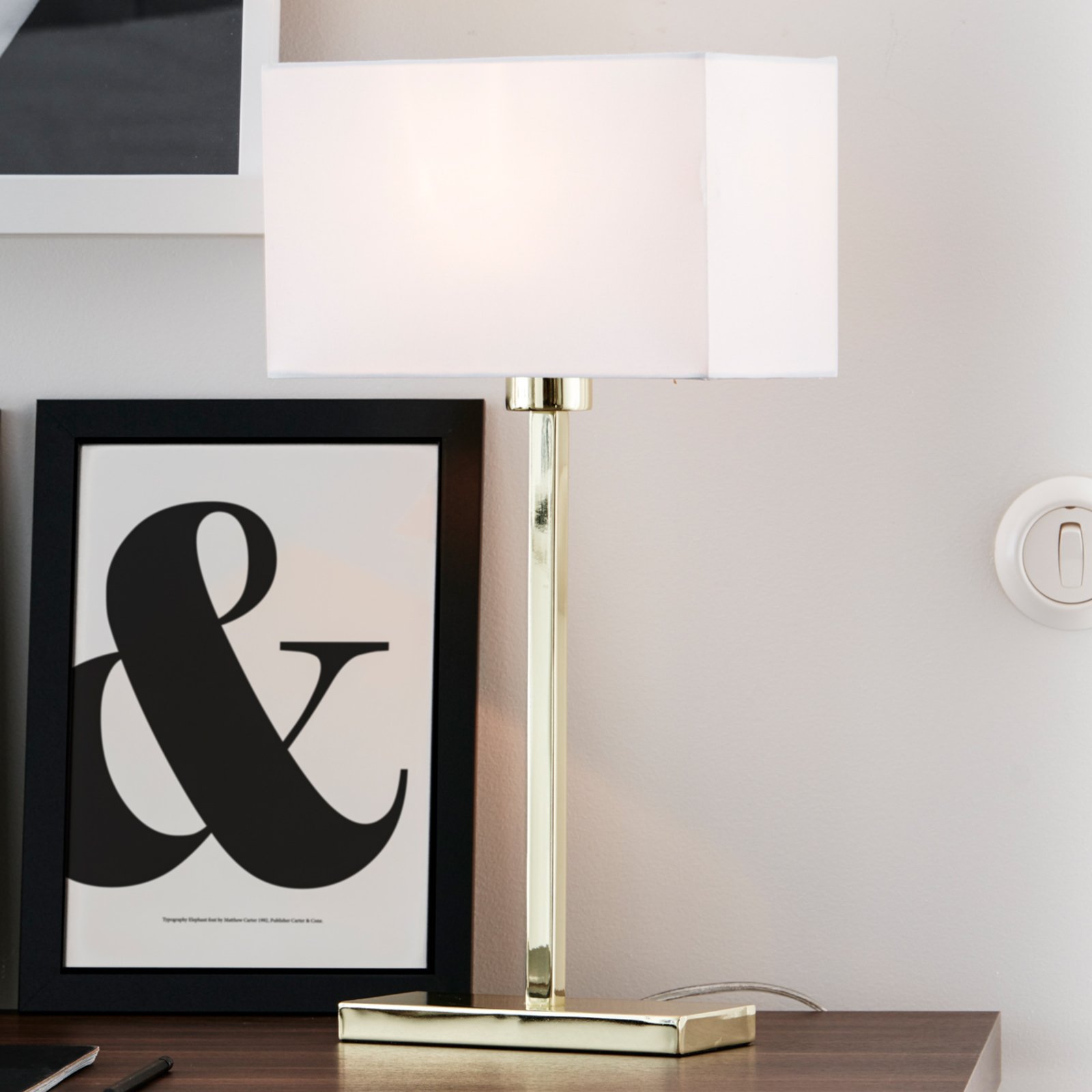 Markslöjd Linear table lamp Savoy USB, for Living / Dining Room, metal, fabric, E27, 60 W, energy efficiency: A++, L: 26 cm, W: 14 cm, H: 50 cm