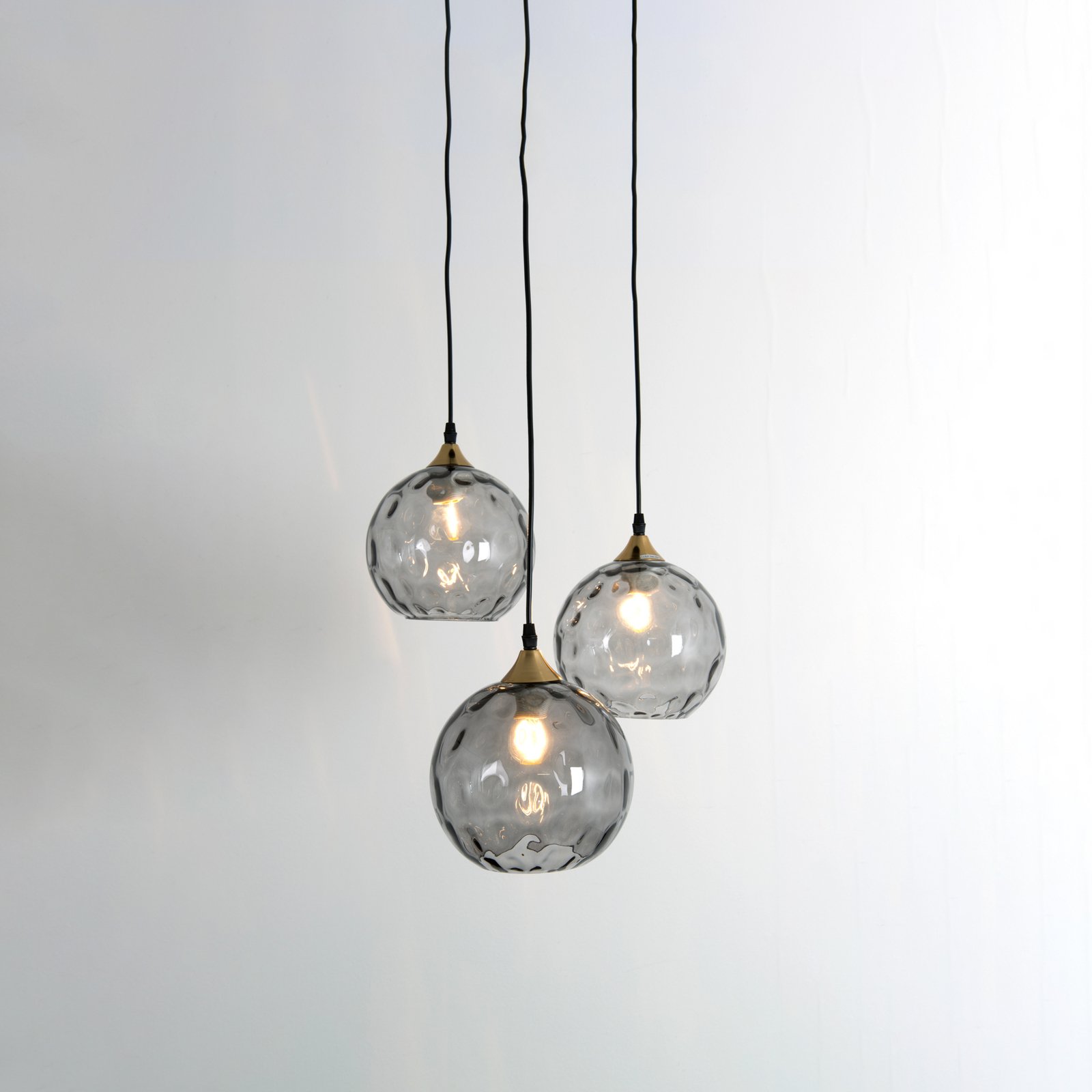 Milano pendant light, 3 smoked glass lampshades