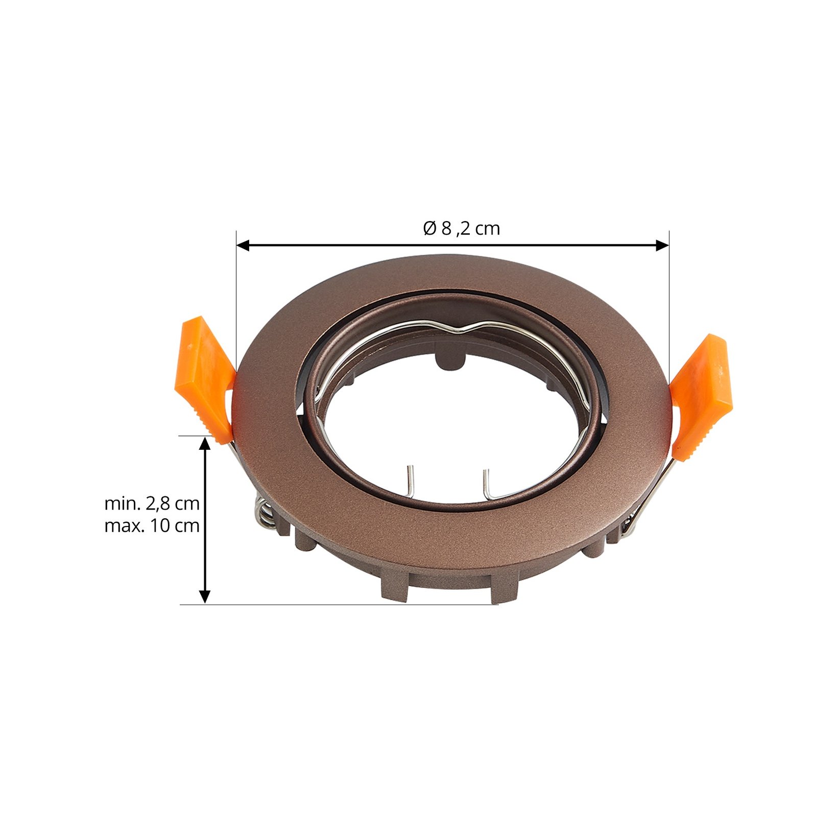 Prios recessed ceiling light Fibur, bronze, aluminium, Ø 8.2 cm