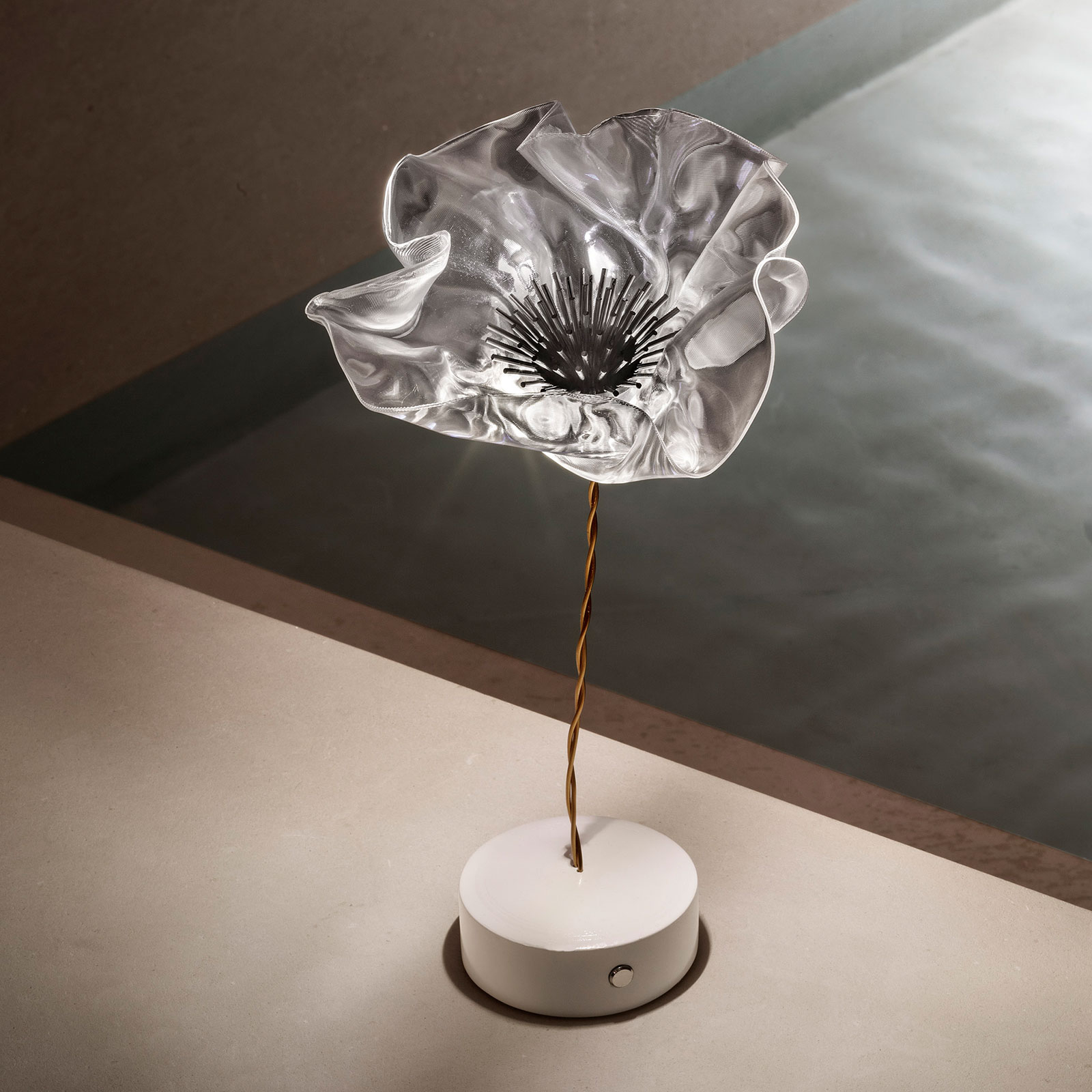 Slamp Lafleur LED table lamp, battery powered, for Living / Dining Room, plastic, copper, 1.3 W, energy efficiency: A+, H: 26 cm