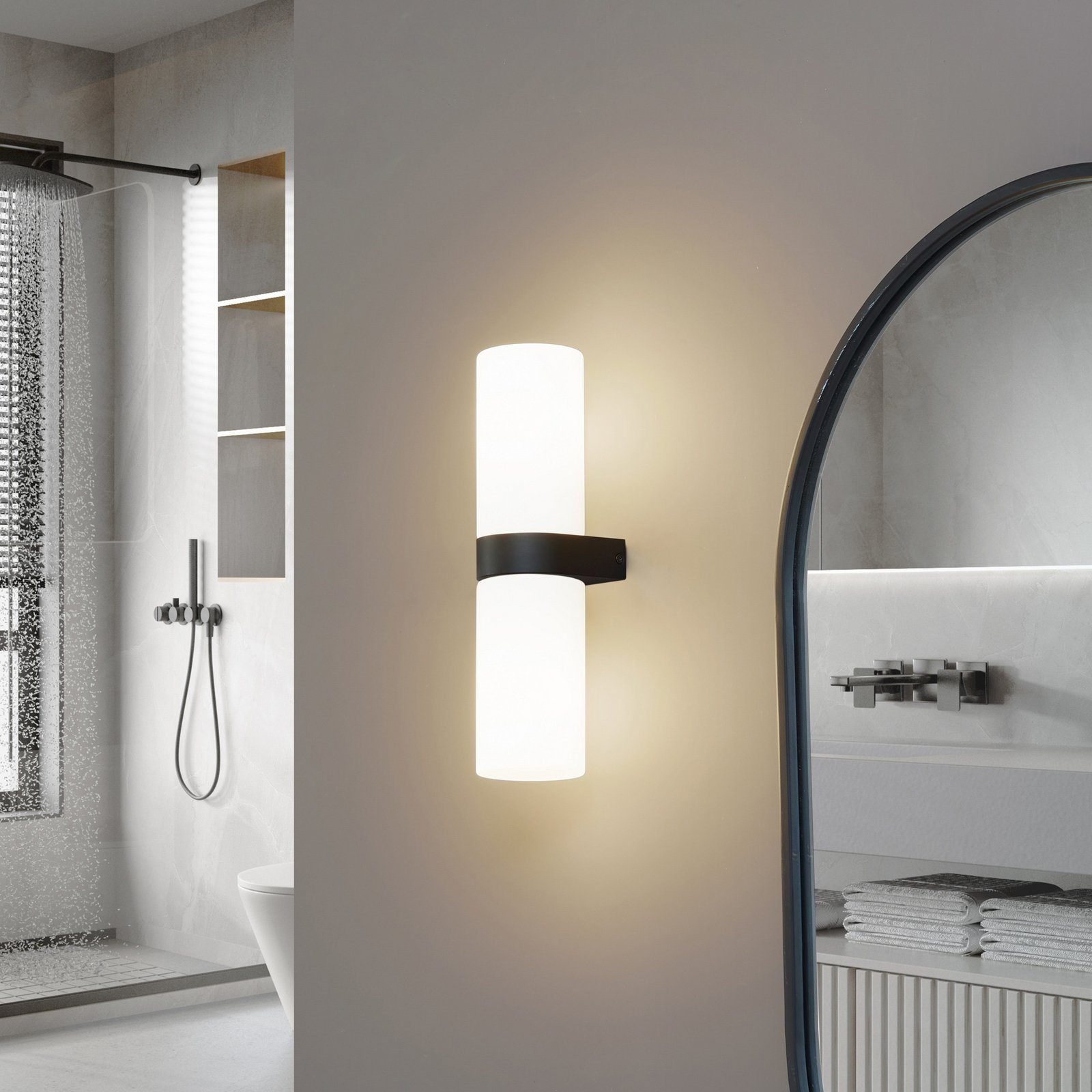 Basolo Wandlamp H31,5 IP44 Zwart - Lucande