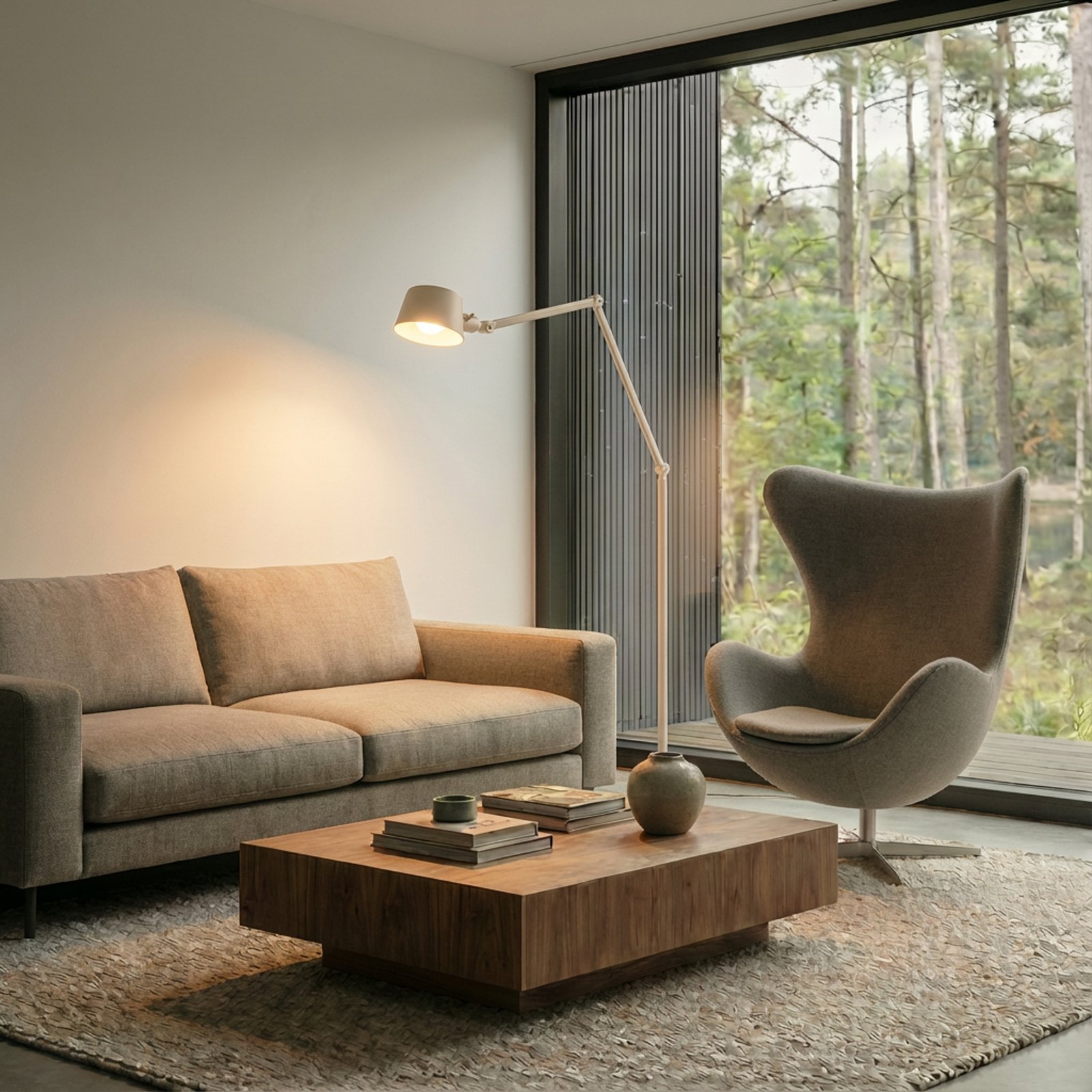 Silka vloerlamp, 216 cm, beige, verstelbaar, E27 - Lucande