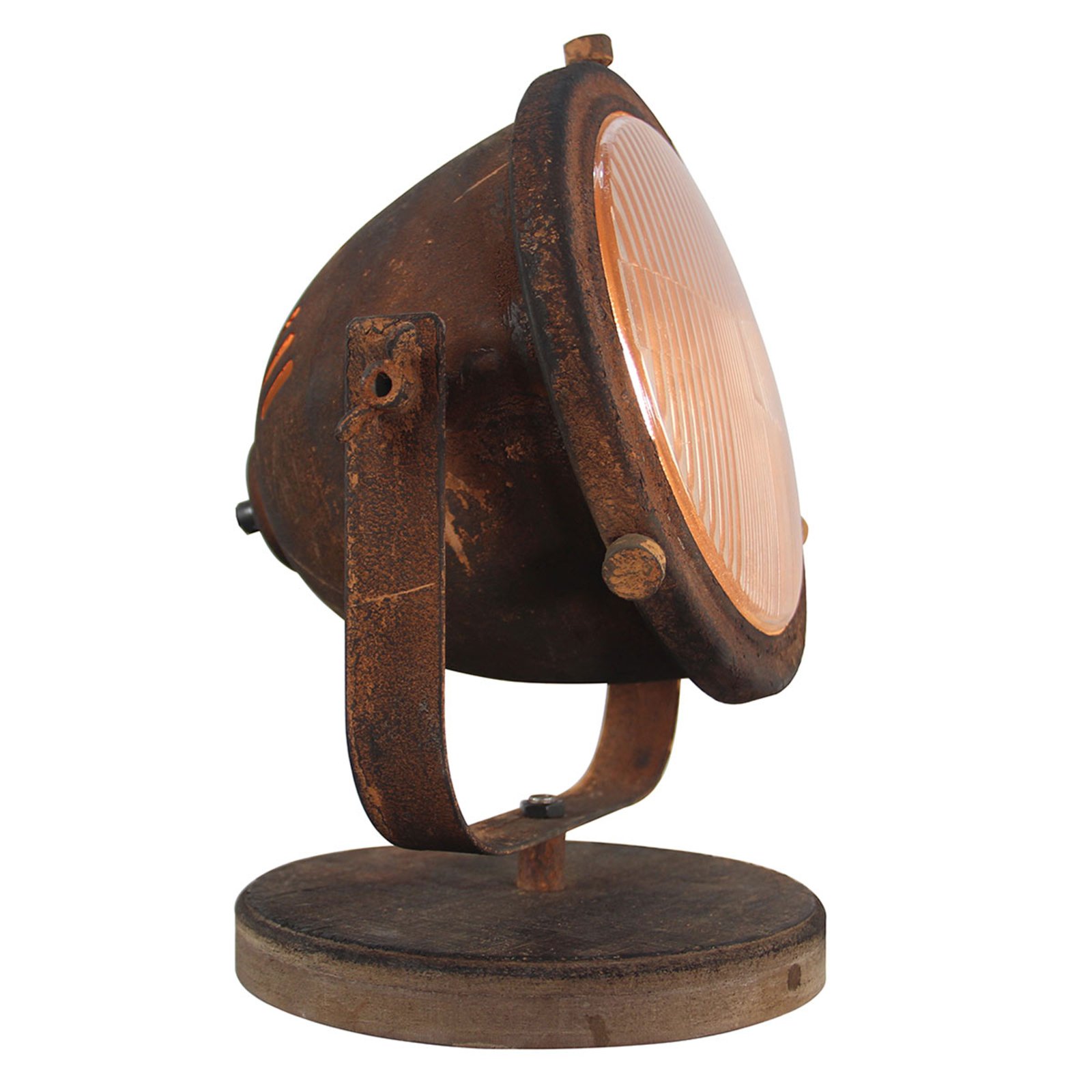 Freelight Woody table lamp, rusty brown, for Living / Dining Room, metal, wood, glass, E27, 40 W, energy efficiency: A++, H: 30 cm