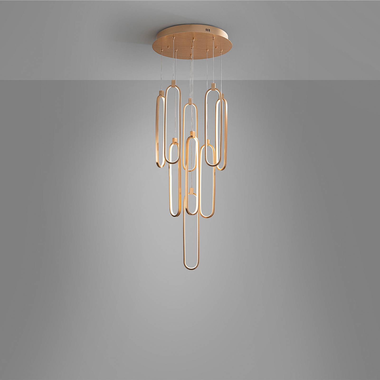 Lampa wisząca LED Colette, 9-punktowa, okrągła, różowe złoto