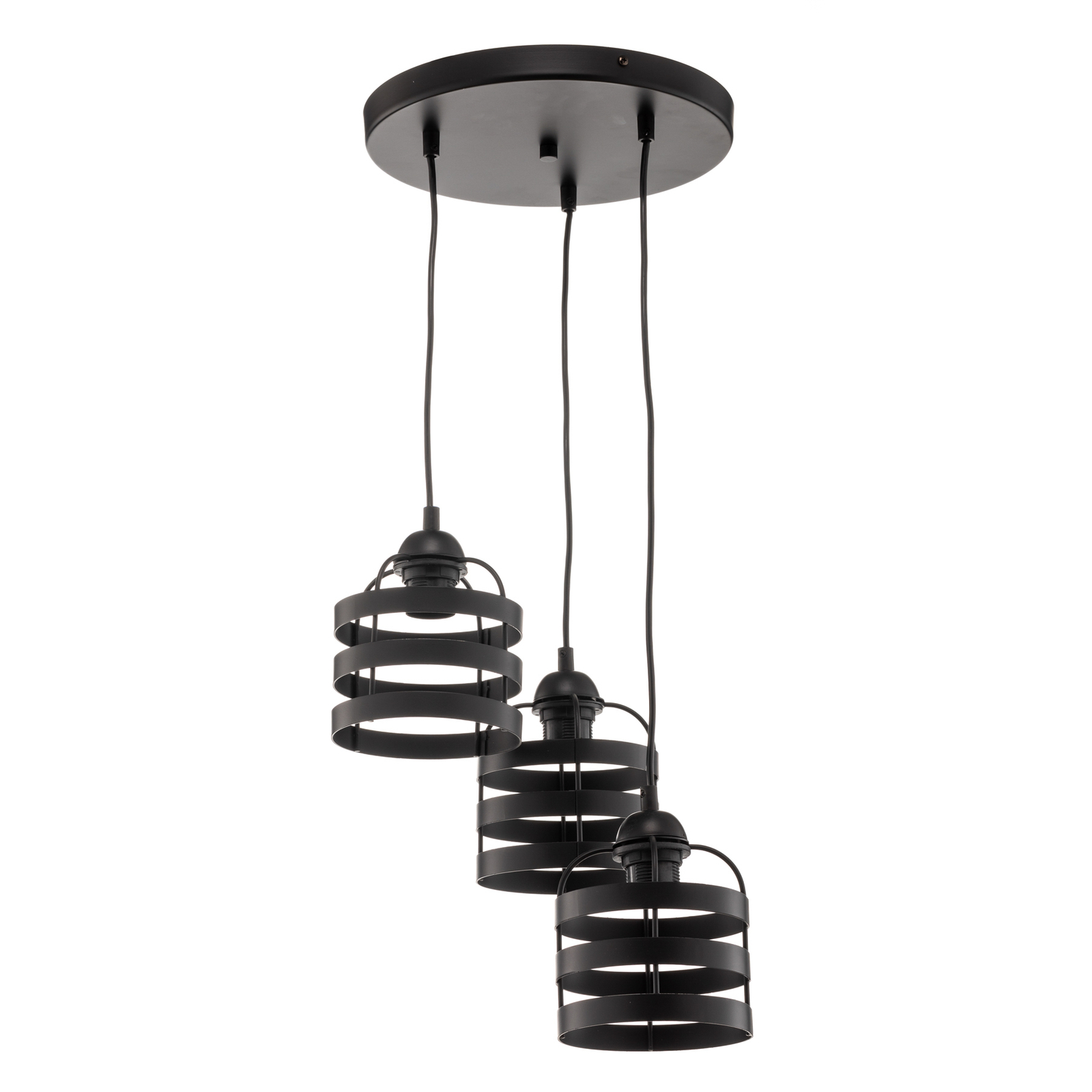 Hanglamp Lars met zwarte ringen, 3-lamps