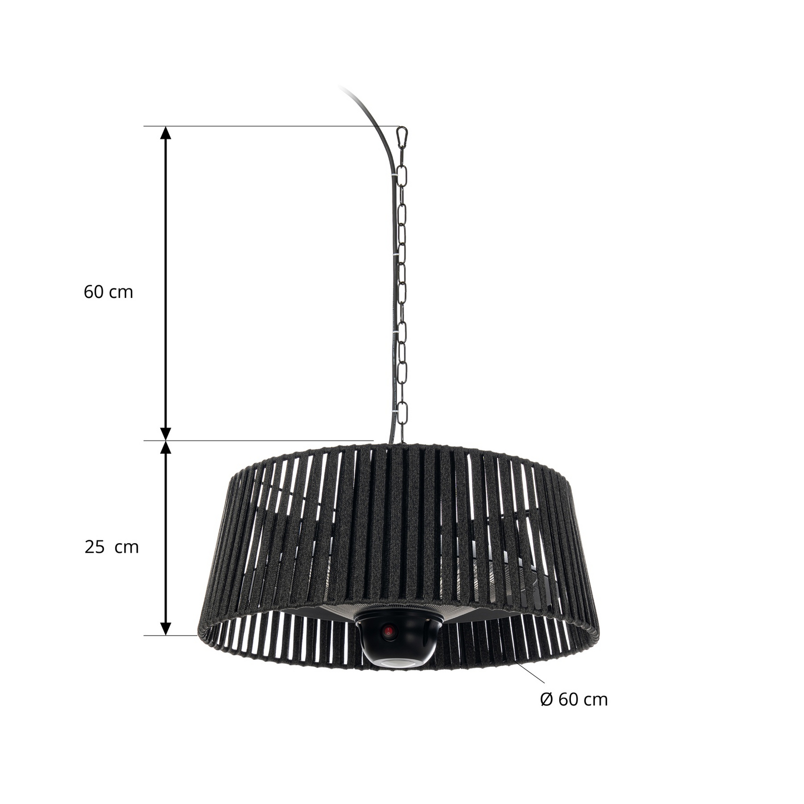 Lucande Pyravo suspended patio heater, black, aluminium, Ø 60 cm Lucande Pyravo suspended patio heater, black, aluminium, Ø 60 cm