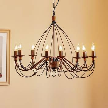 Fiamma Marrone chandelier 8-bulb, no lampshades