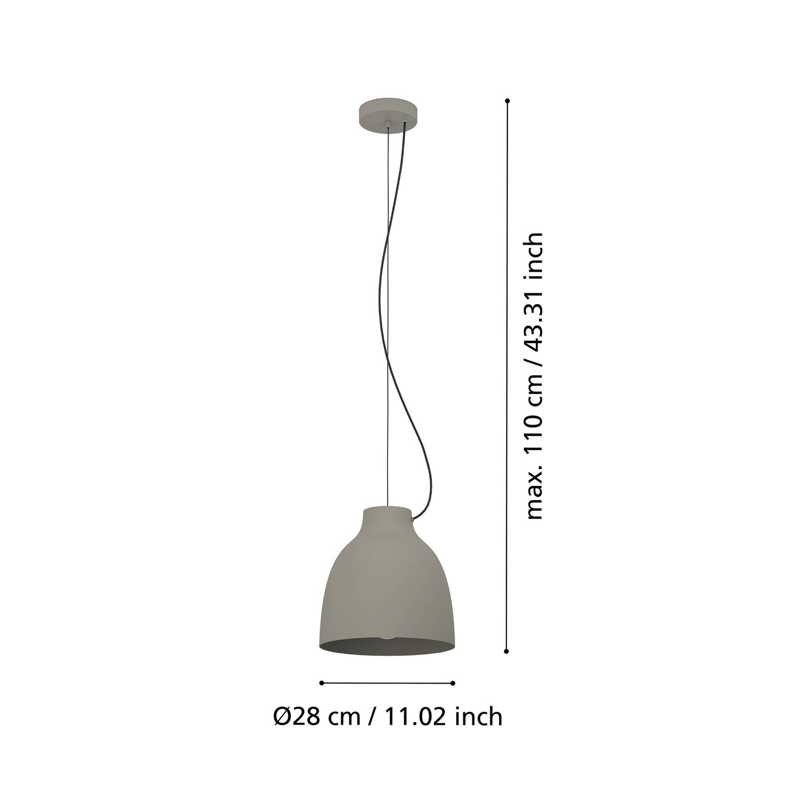 Suspension Camasca, 1 lampe, Ø 28 cm, taupe