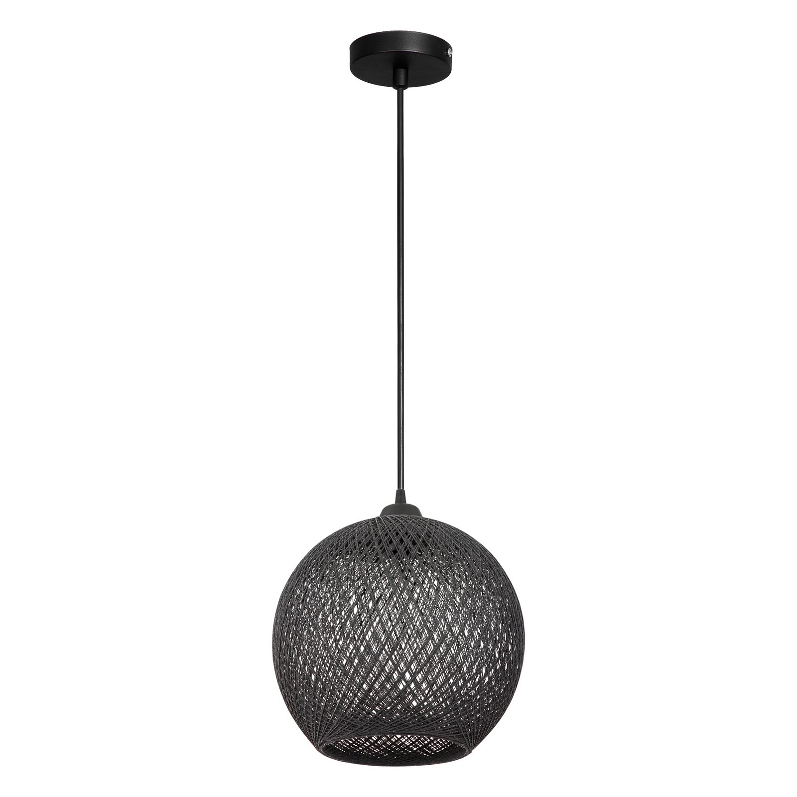 Yumak lógó világítás, fekete, Ø 26 cm, kötél, 1 izzó