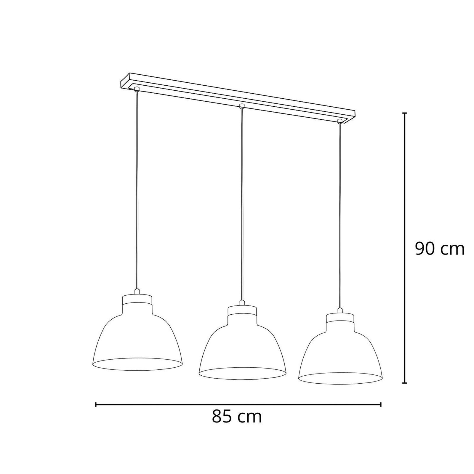 Hanglamp Lorien, donkergroen, 3-lamps, metaal, hout