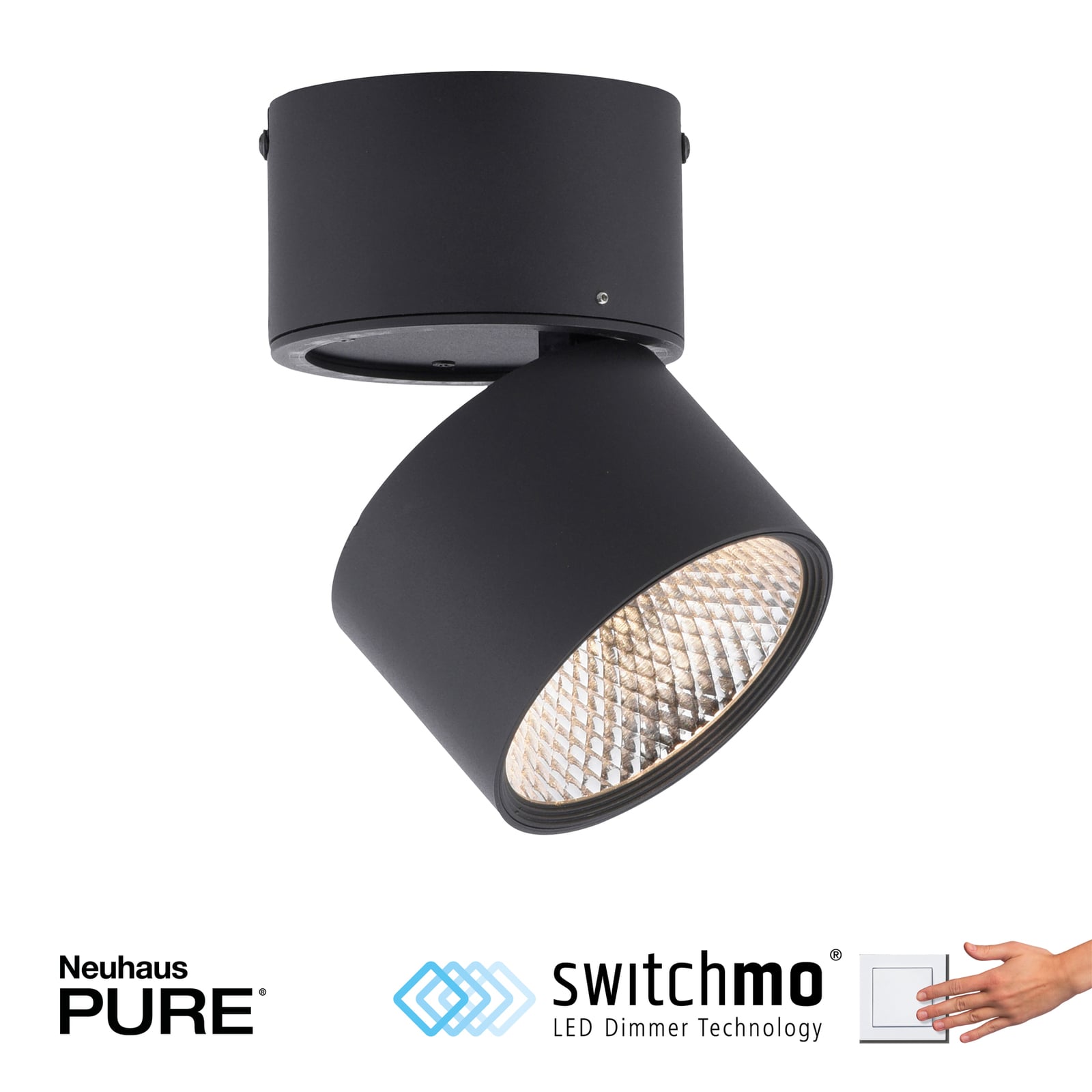 Nola LED-Deckenleuchte, einflammig, schwarz - PURE