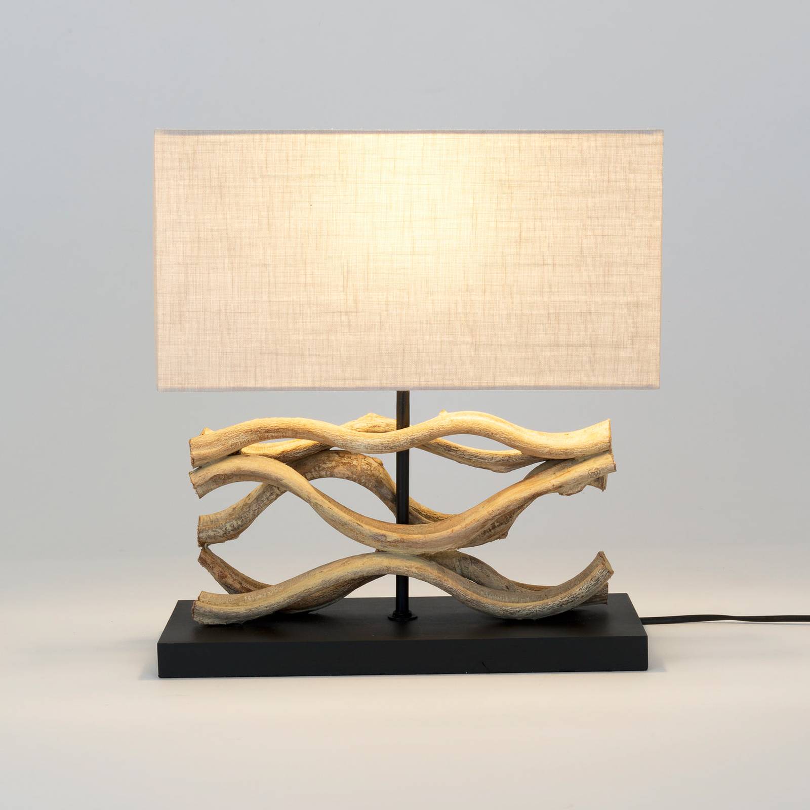 Holländer panarea asztali lámpa, fa színű/bézs, magasság 42 cm, fa