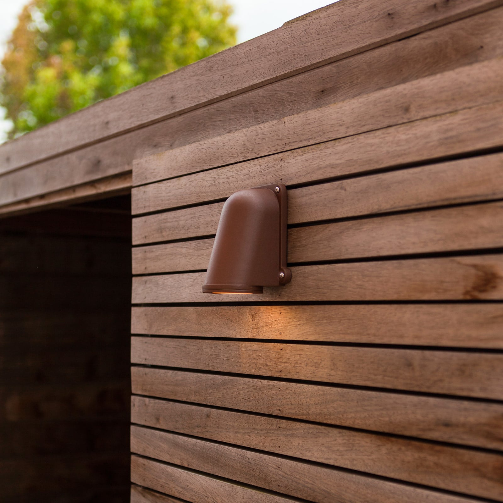 ANCOR outdoor wall light, brown, height 15 cm, metal, GU10, IP54