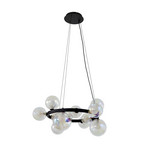 Marvi hanglamp, Ø 68 cm, zwart, glas, metaal - Lucande