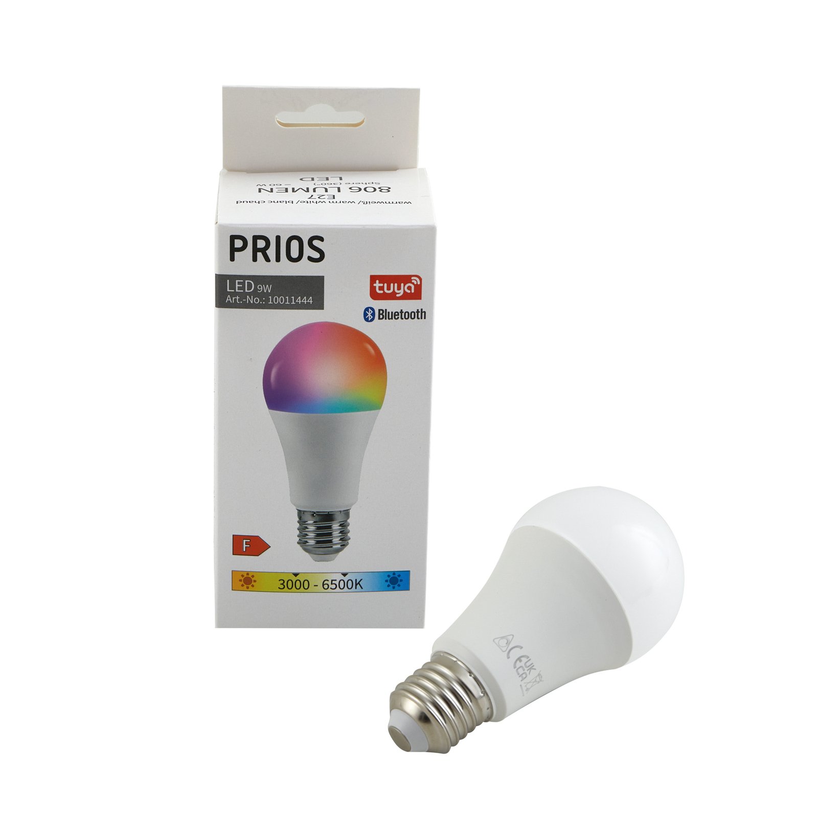 Prios Lâmpada LED inteligente E27 A60 9W RGB CCT WiFi Tuya