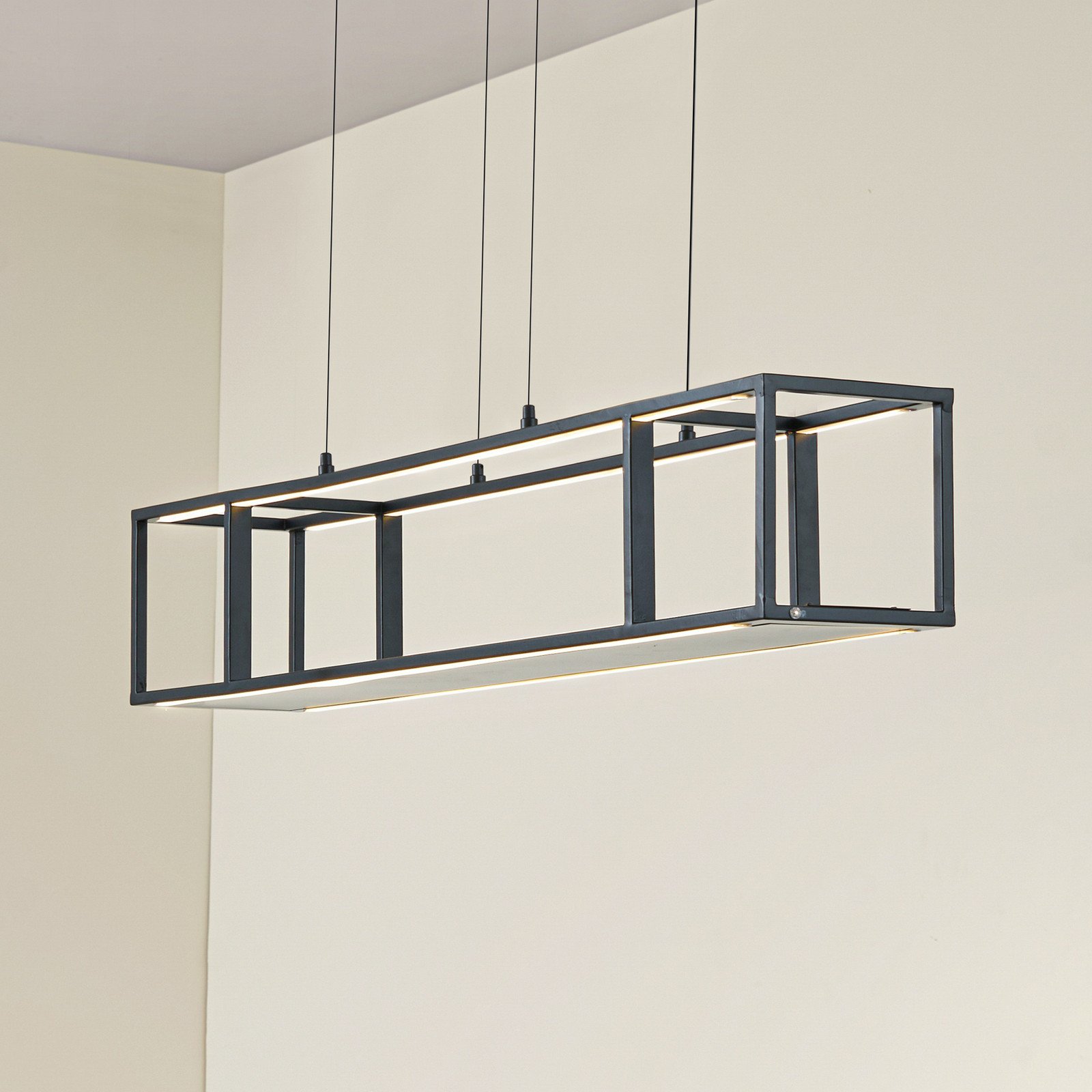 Lampă suspendată LED Lucande Estante negru dimabil CCT - Camera de zi / sufragerie - Modern - negru alb - Metal