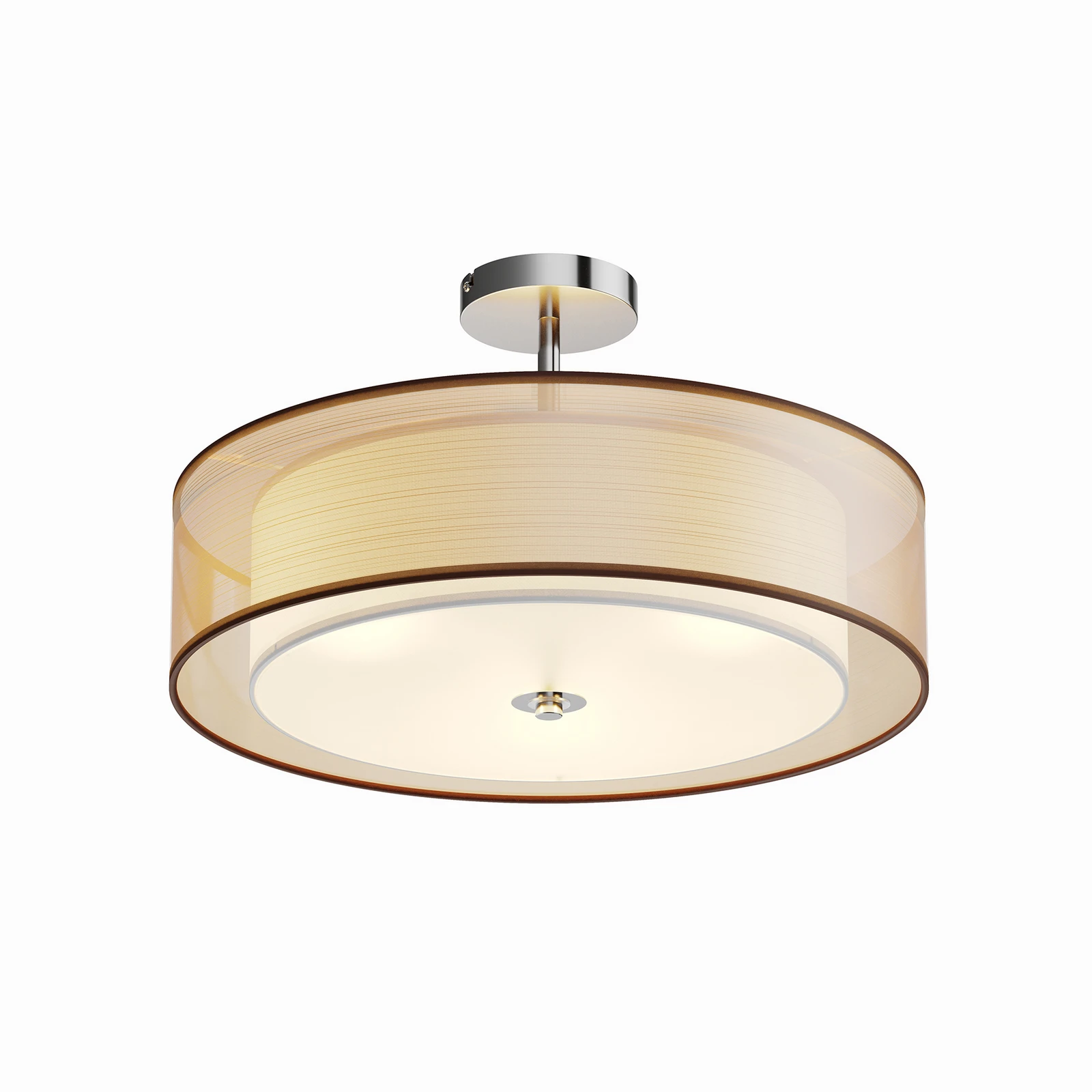 Plafón Lindby Pikka, marrón, de tela, Ø 50 cm, E27