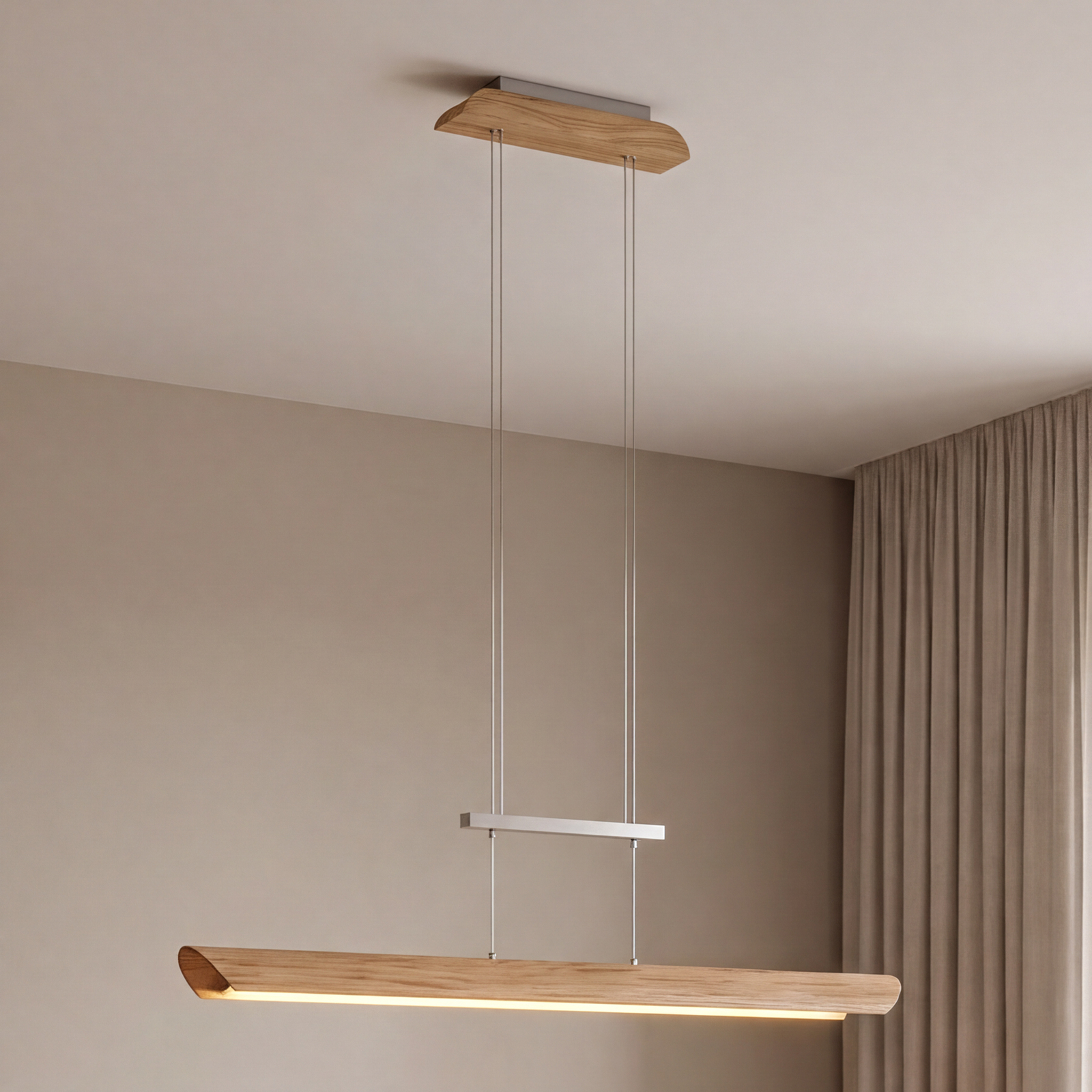 Suspension LED Colombia S, chêne naturel