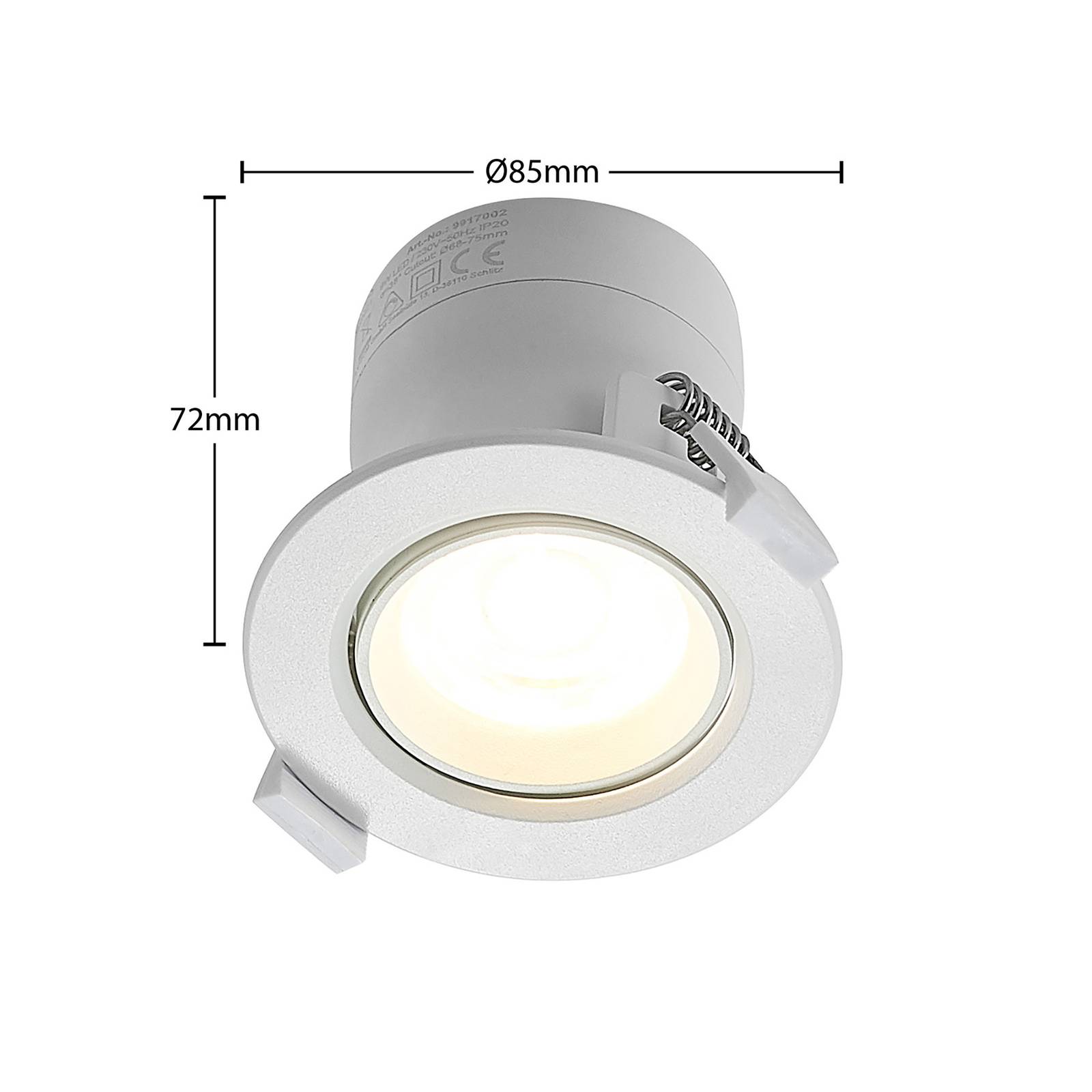 Prios oprawa wpuszczana LED Shima, biała, 9W, 3000K, 3 sztuki, ściemniana