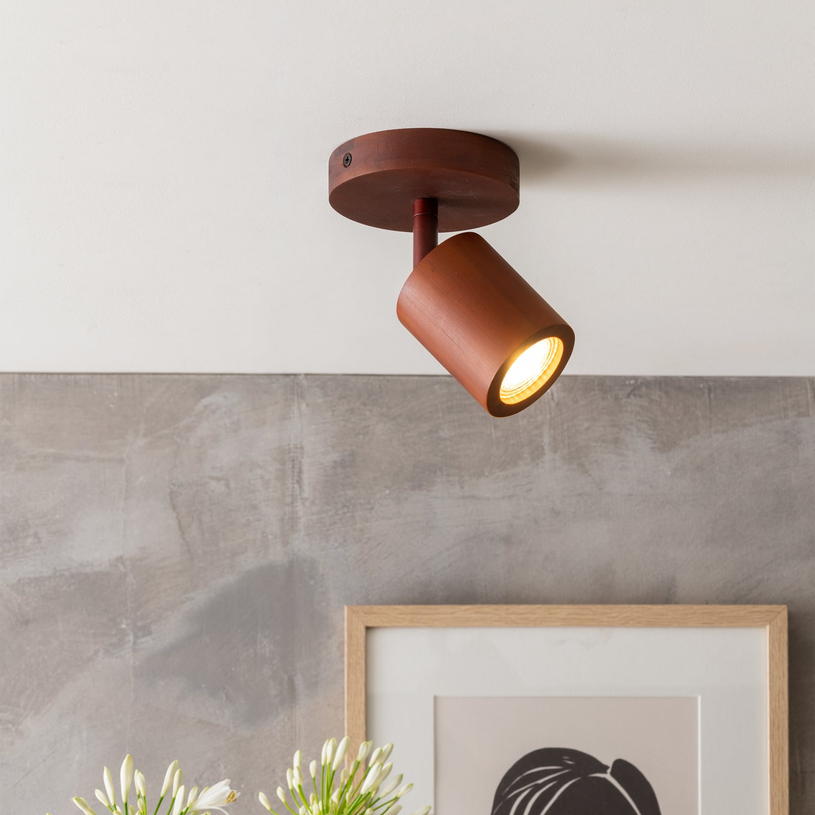 GOOD & MOJO stropní bodové světlo Java, 1-flg., hnědá, bambus