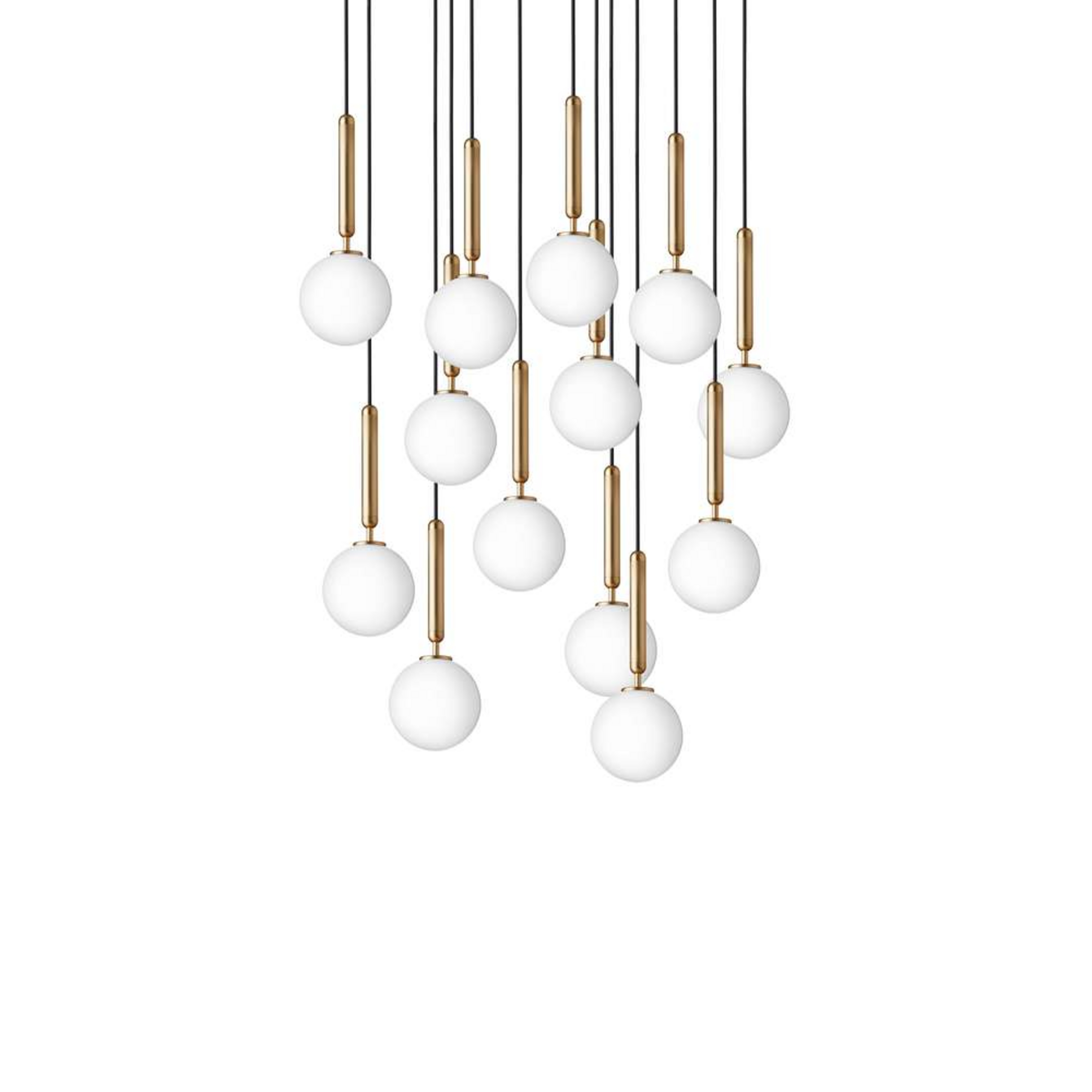 Miira 13 kroonluchter, messing/opaal, Ø 92 cm, 13 lampen - Nuura