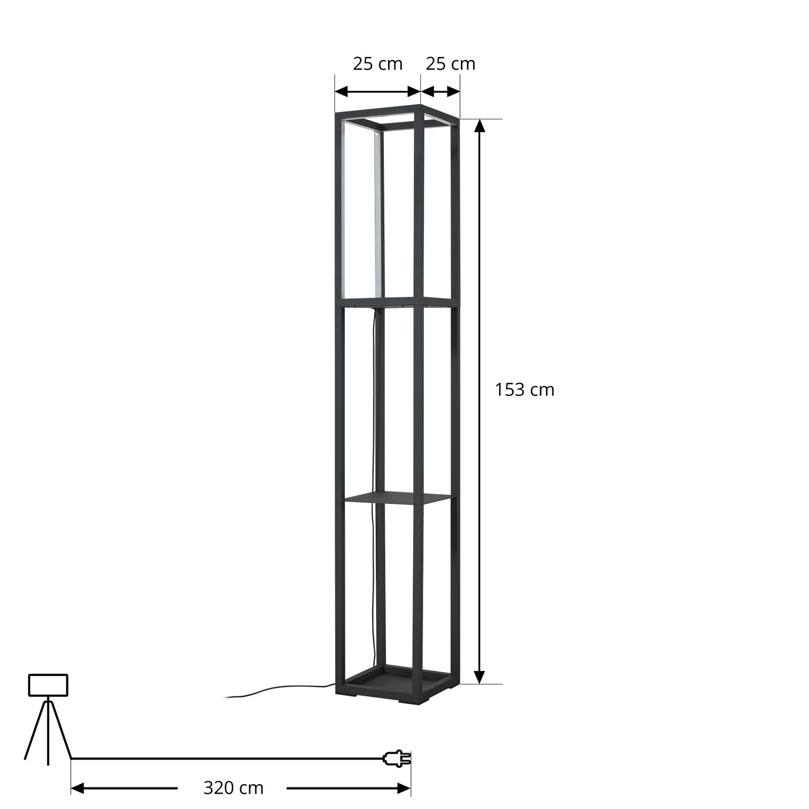 Birta LED vloerlamp, hoogte 155 cm, plank, staand - Lindby