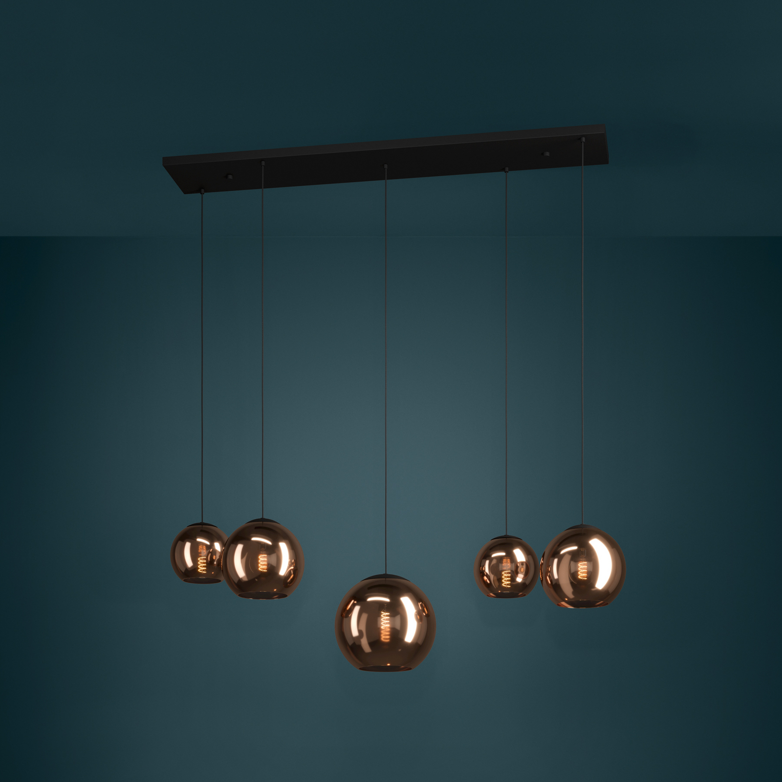 EGLO Stars Of Light závesné svietidlo Cordoba, 5-pl. dlhé, medené