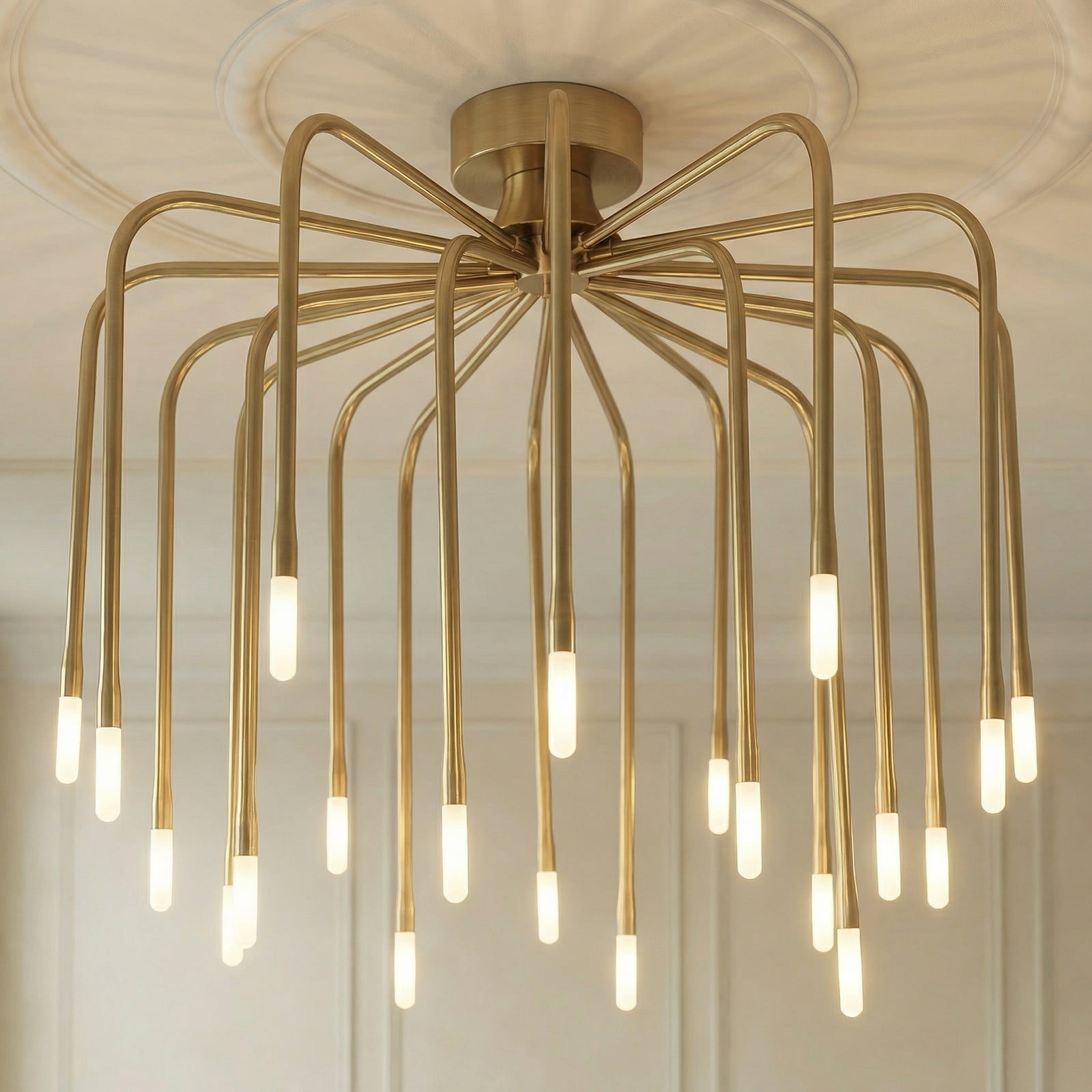 Lucande LED-taklampe Ariadne, Ø 57 cm, matt gull, 20 lys