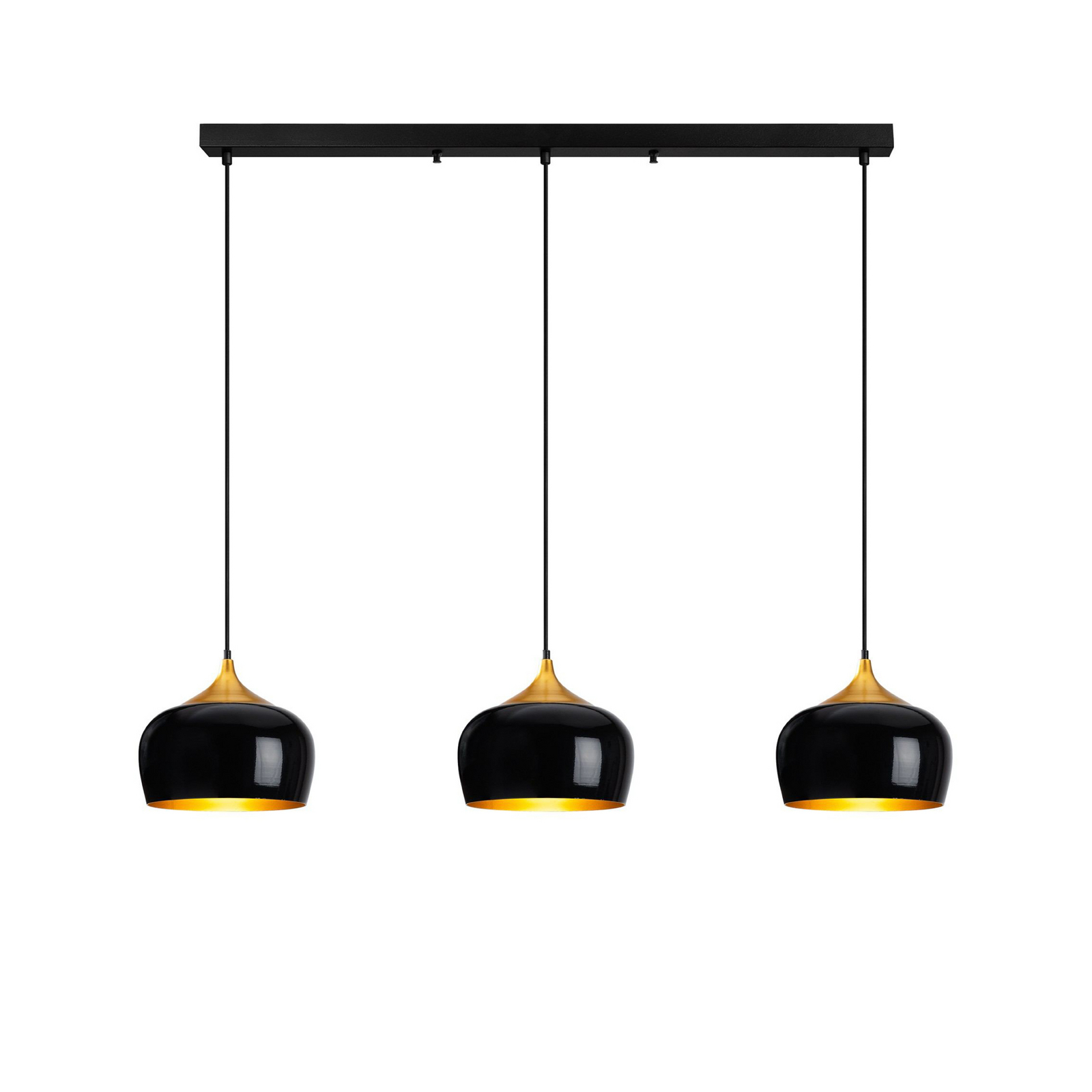 Berceste pendant light, black, 3-bulb, length 140 cm