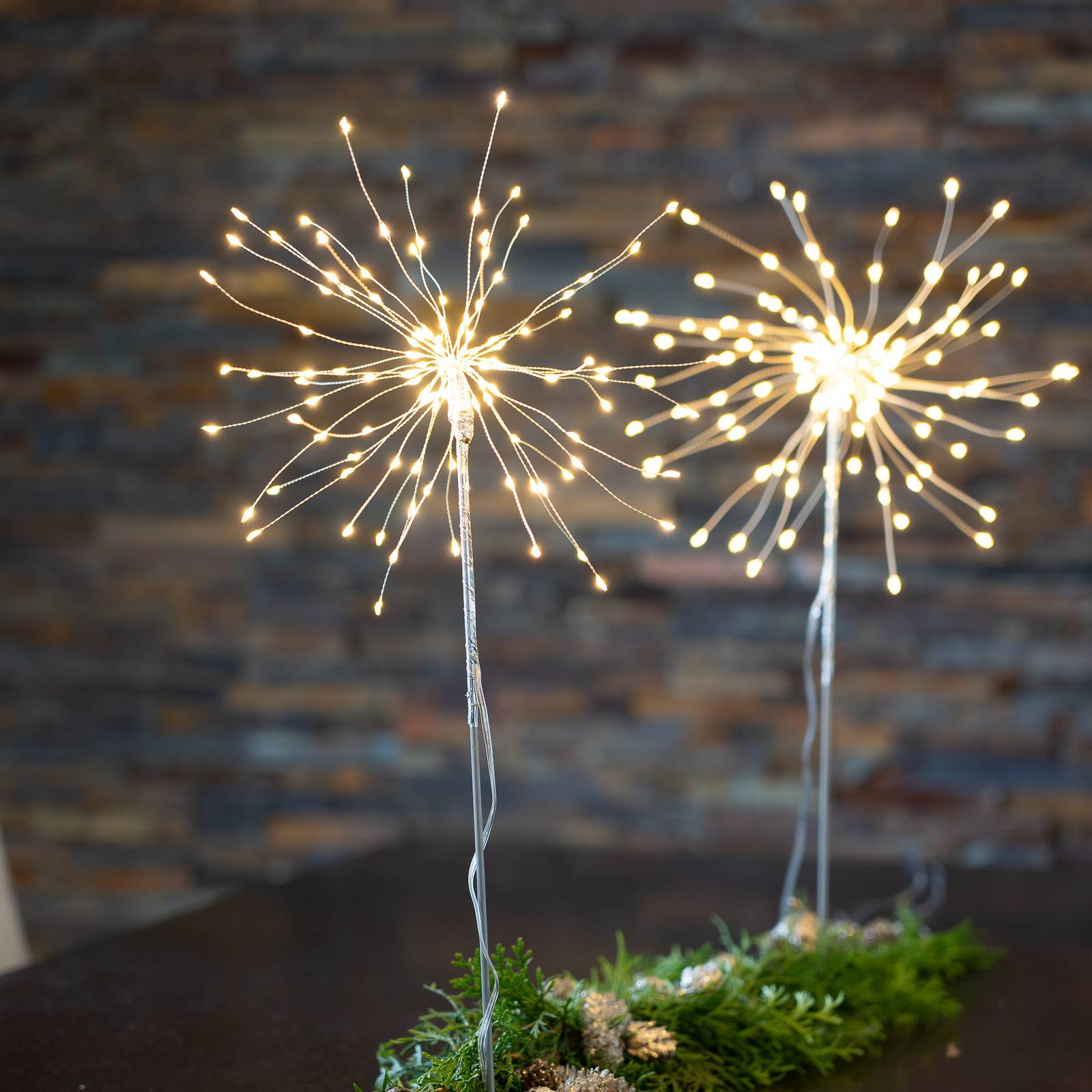STAR TRADING Lampe décorative LED Firework 3D argentée 50 cm