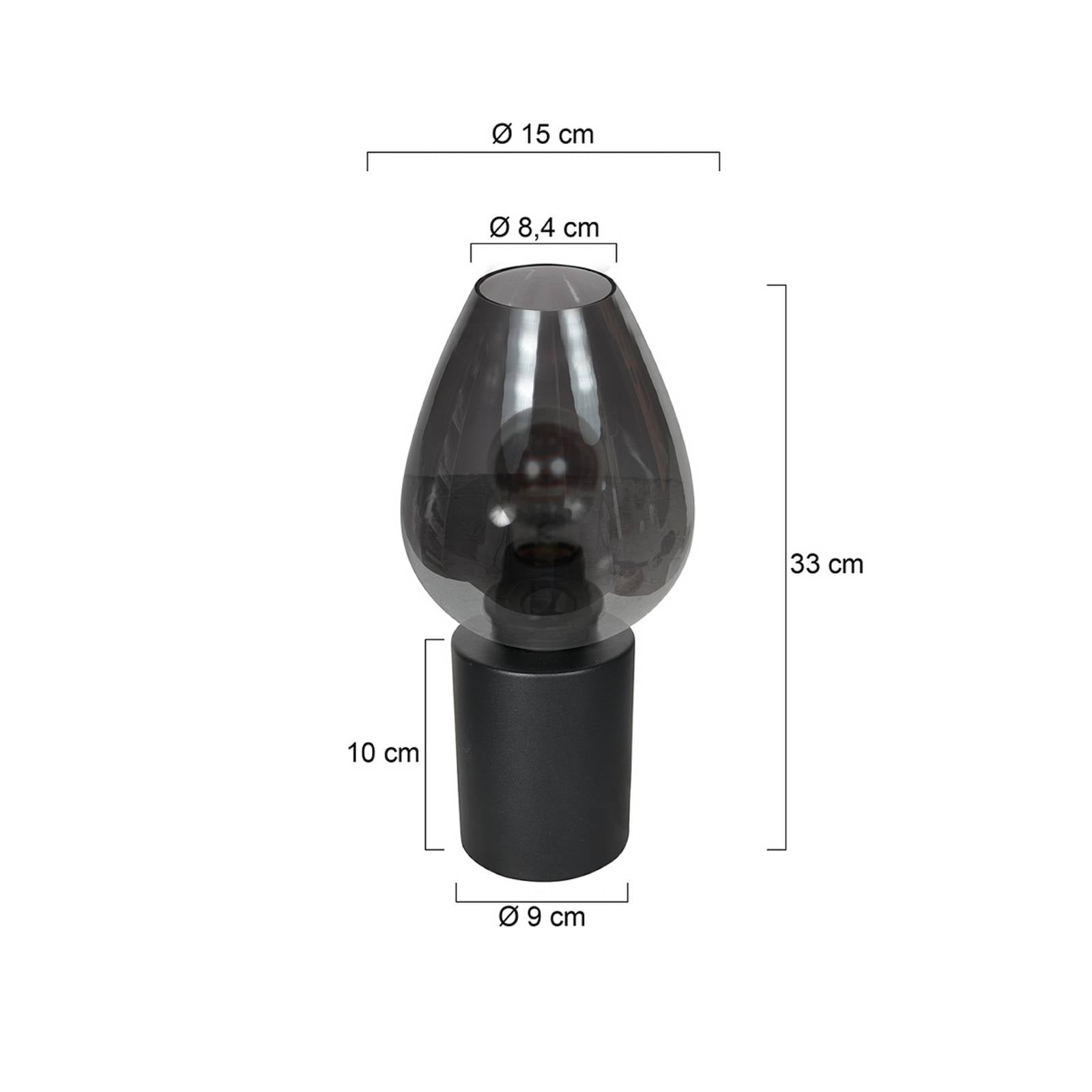 Steinhauer Stolní lampa Bloeba, černá/kouřově šedá, Ø 15 cm, skleněná kapka