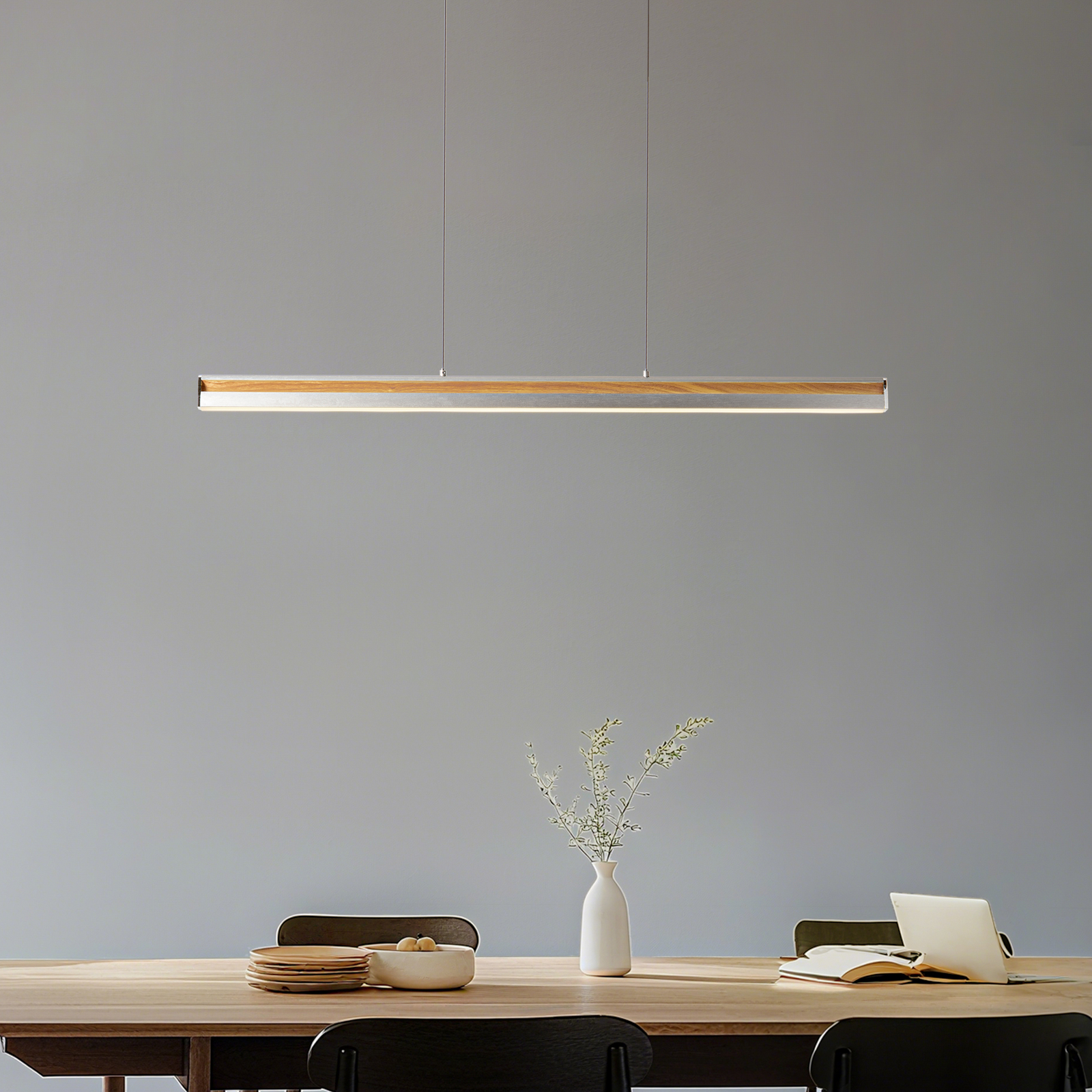 Lucande LED-Hängeleuchte Lutana, rosegold/holzfarben, 101 cm
