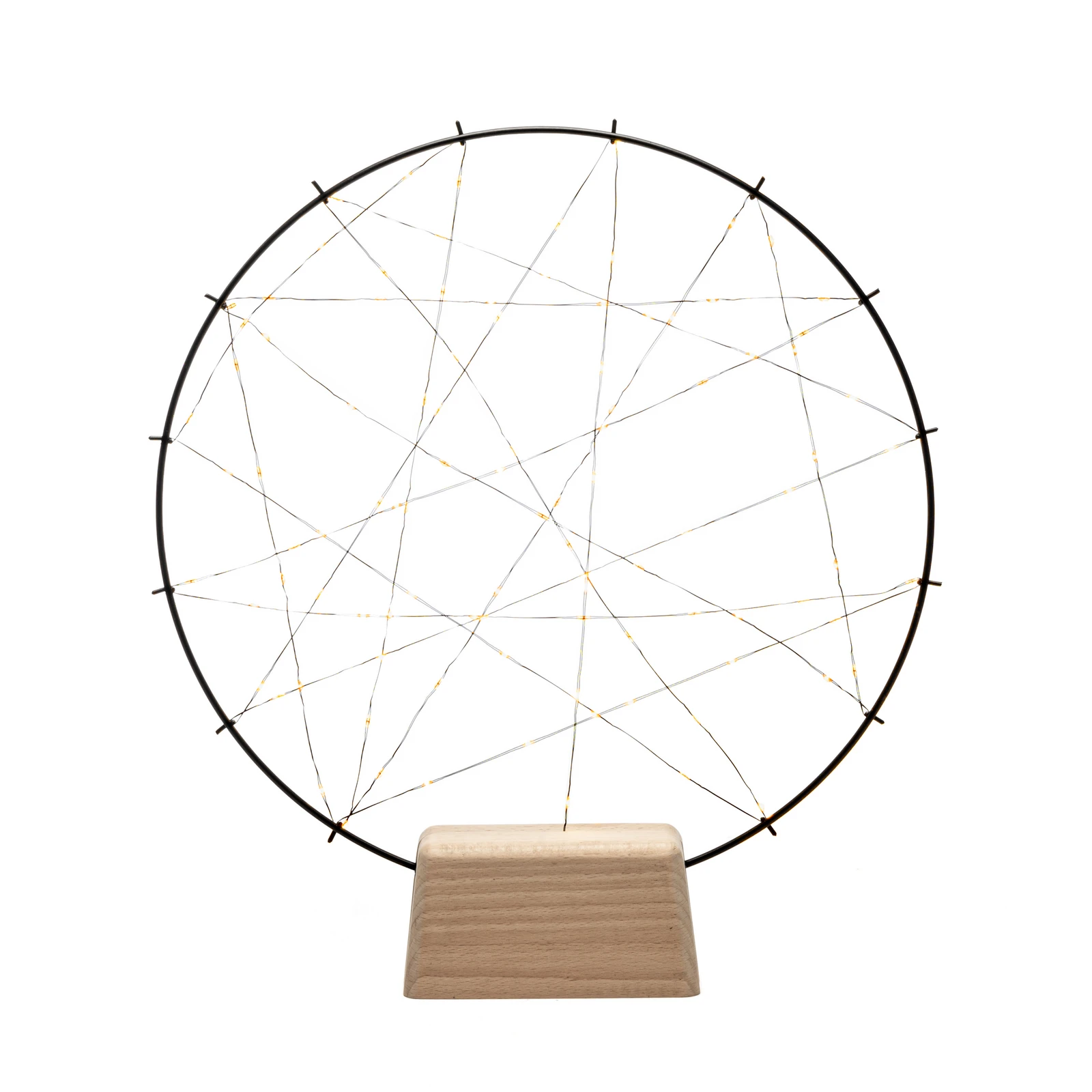 LED-Silhouette Kleiner Ring mit Holzfuß