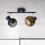 Casco ceiling light, two-bulb, black