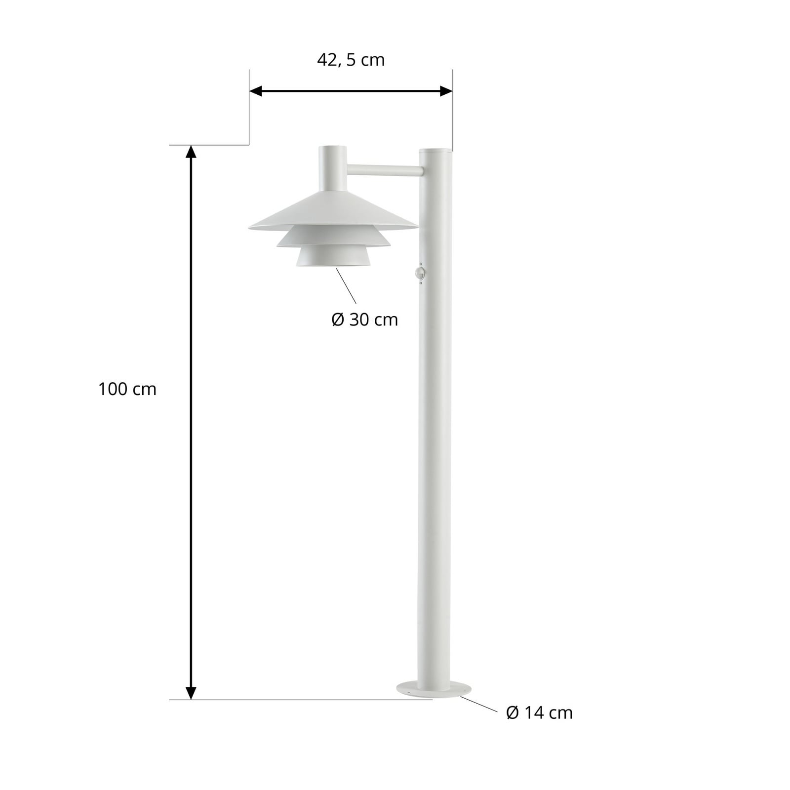 Montaro LED-Wegeleuchte, weiß, 100 cm, Sensor, Aluminium, IP54 - Lucande