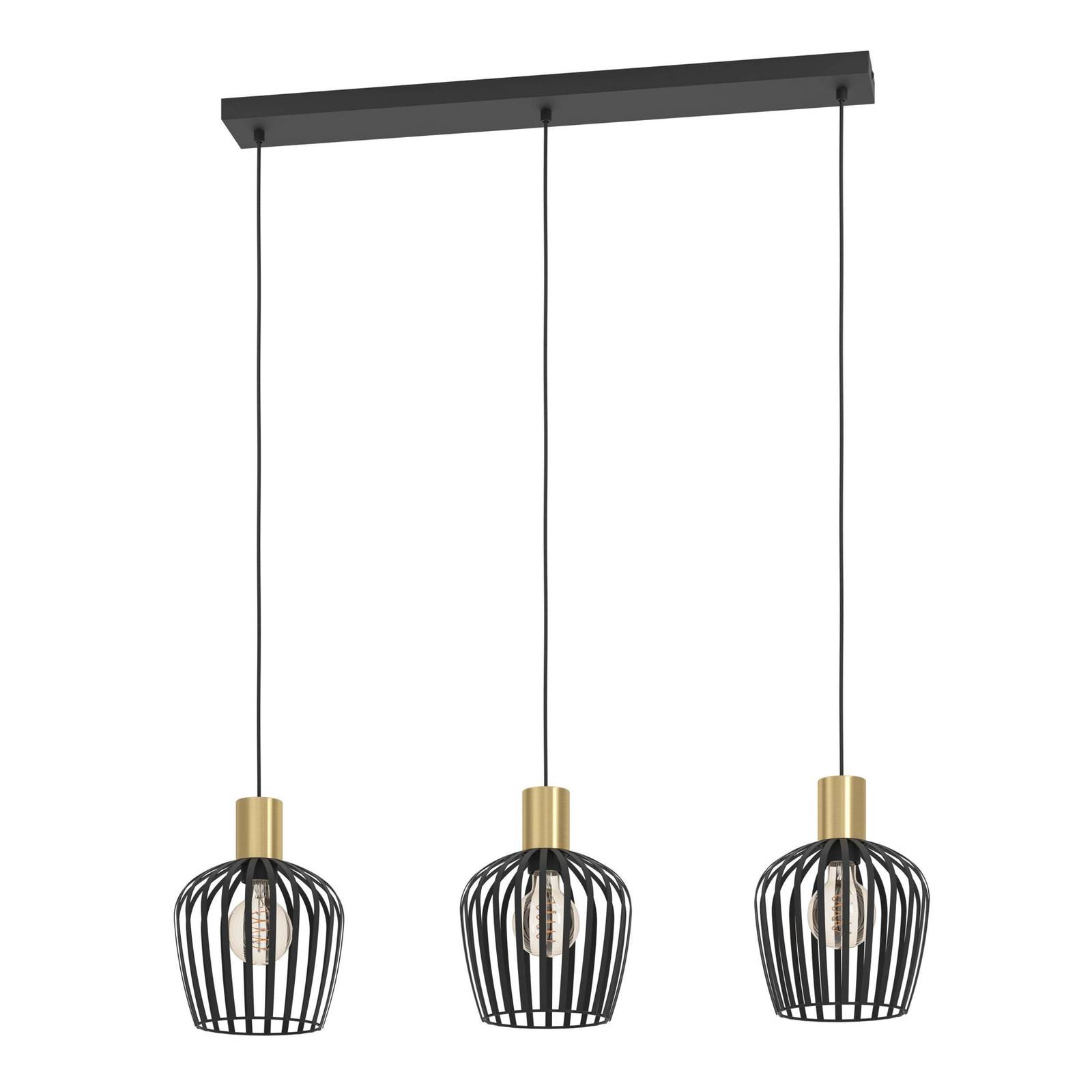 EGLO Suspension Empoli noir/laiton à 3 lampes