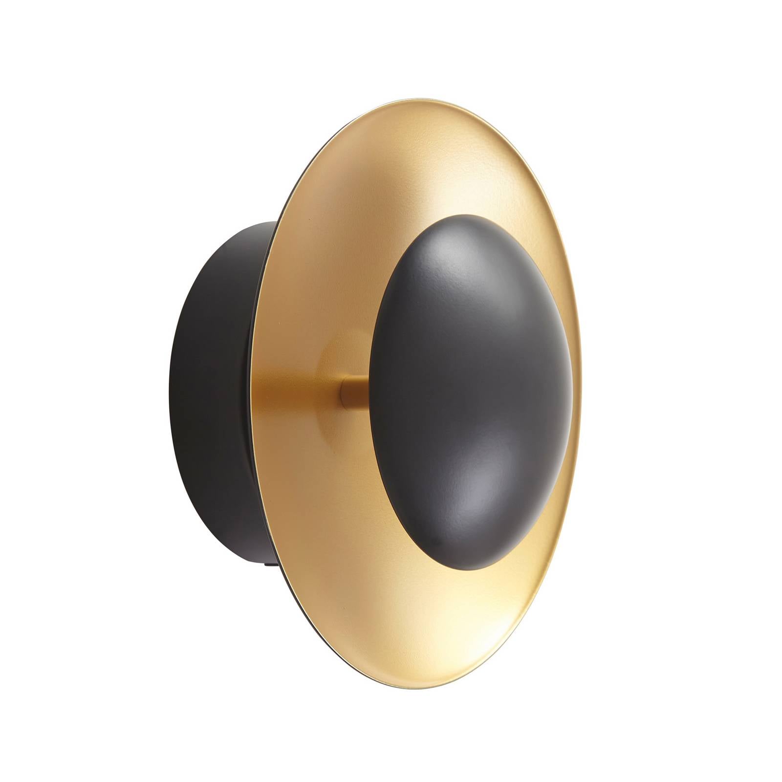 Lindby LED-Wandleuchte Tiama, Metall, schwarz/gold, Ø 20 cm