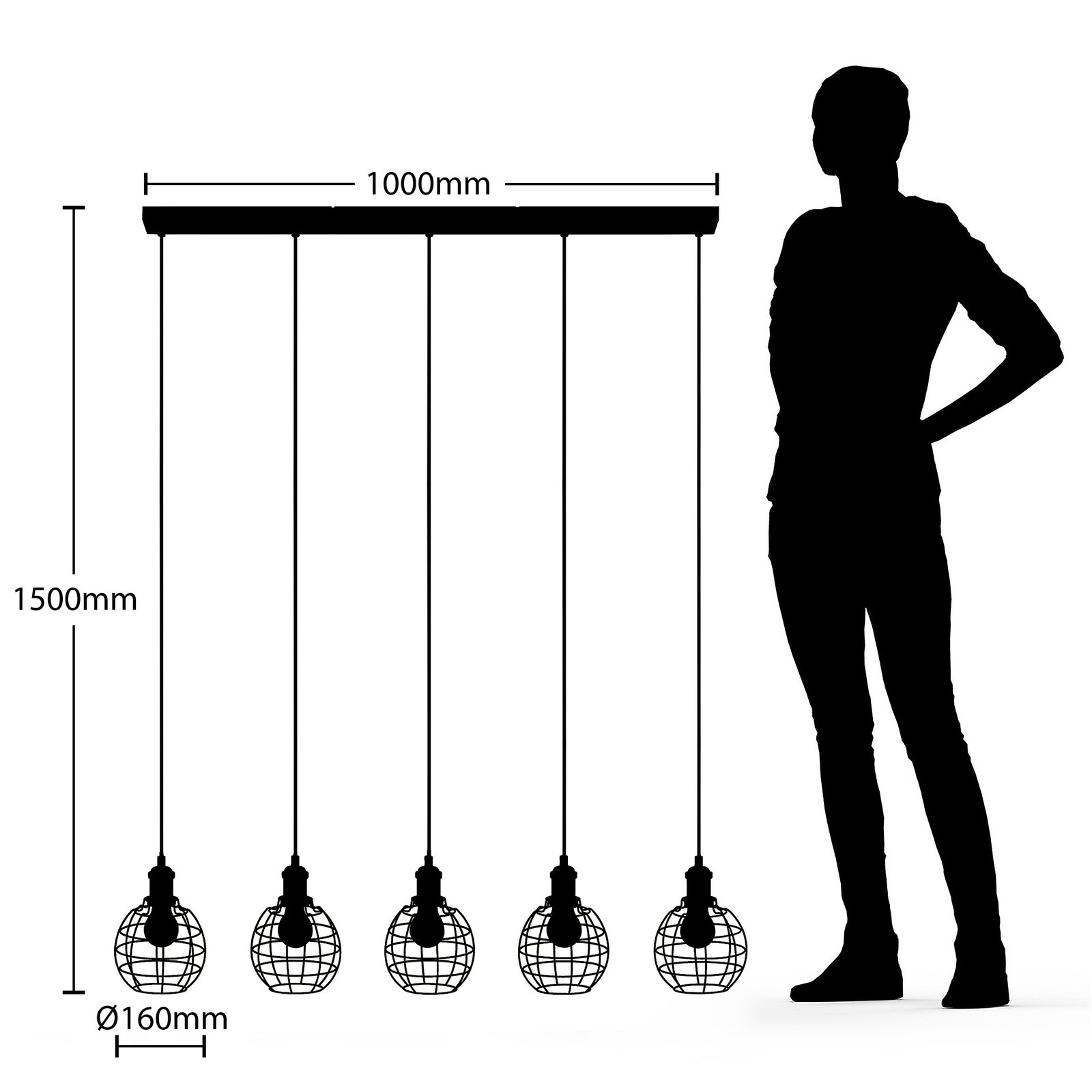 Lindby Alexei, závesná lampa, dizajn klietky