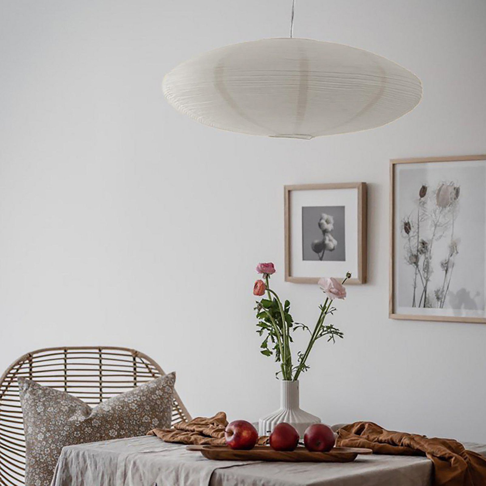 PR Home Висяща лампа Yuni, бяла, Ø 60 cm, бяло окачване, E14