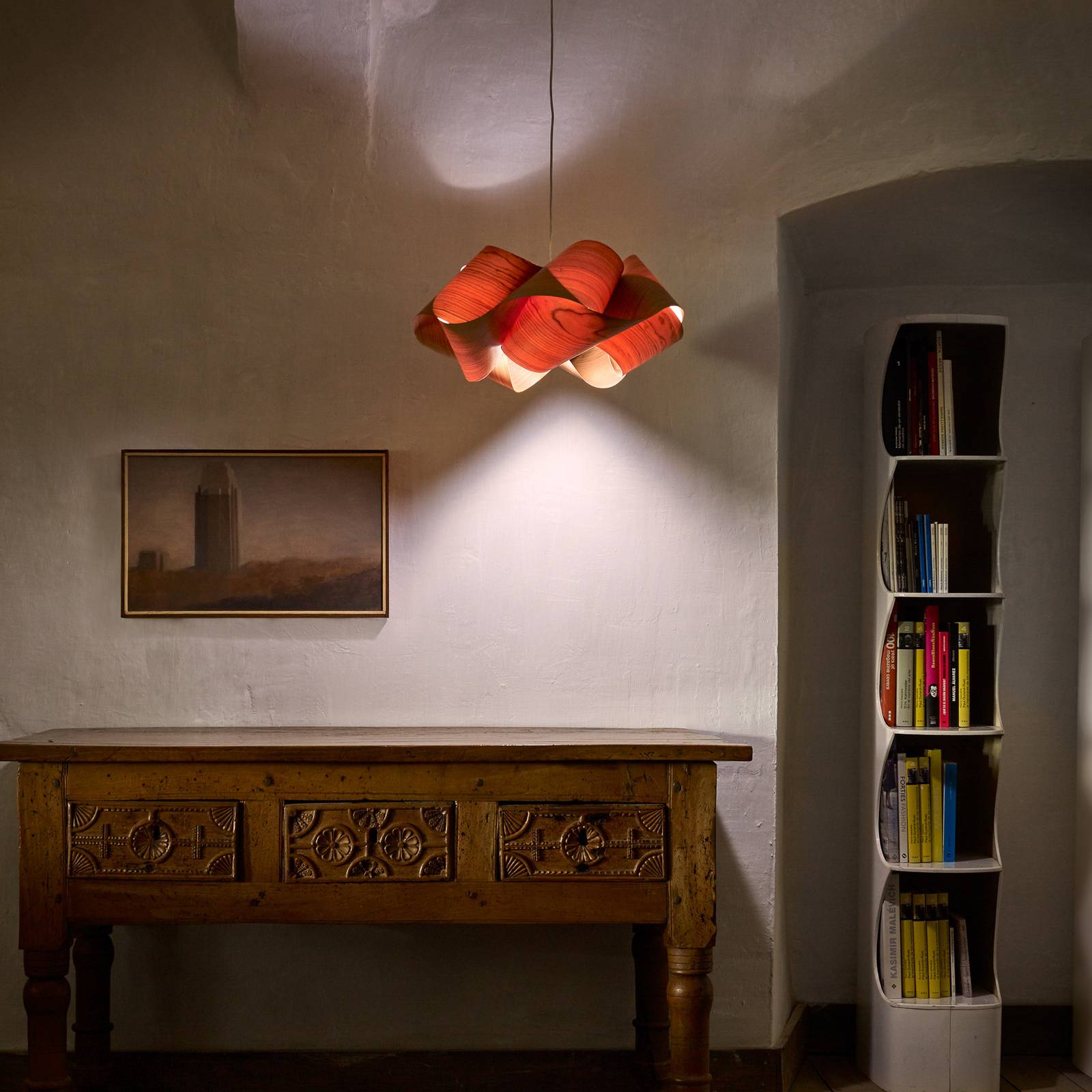 LZF Hängelampe Swirl, kirschholz-/nickelfarben, Ø 75 cm Holz günstig online kaufen