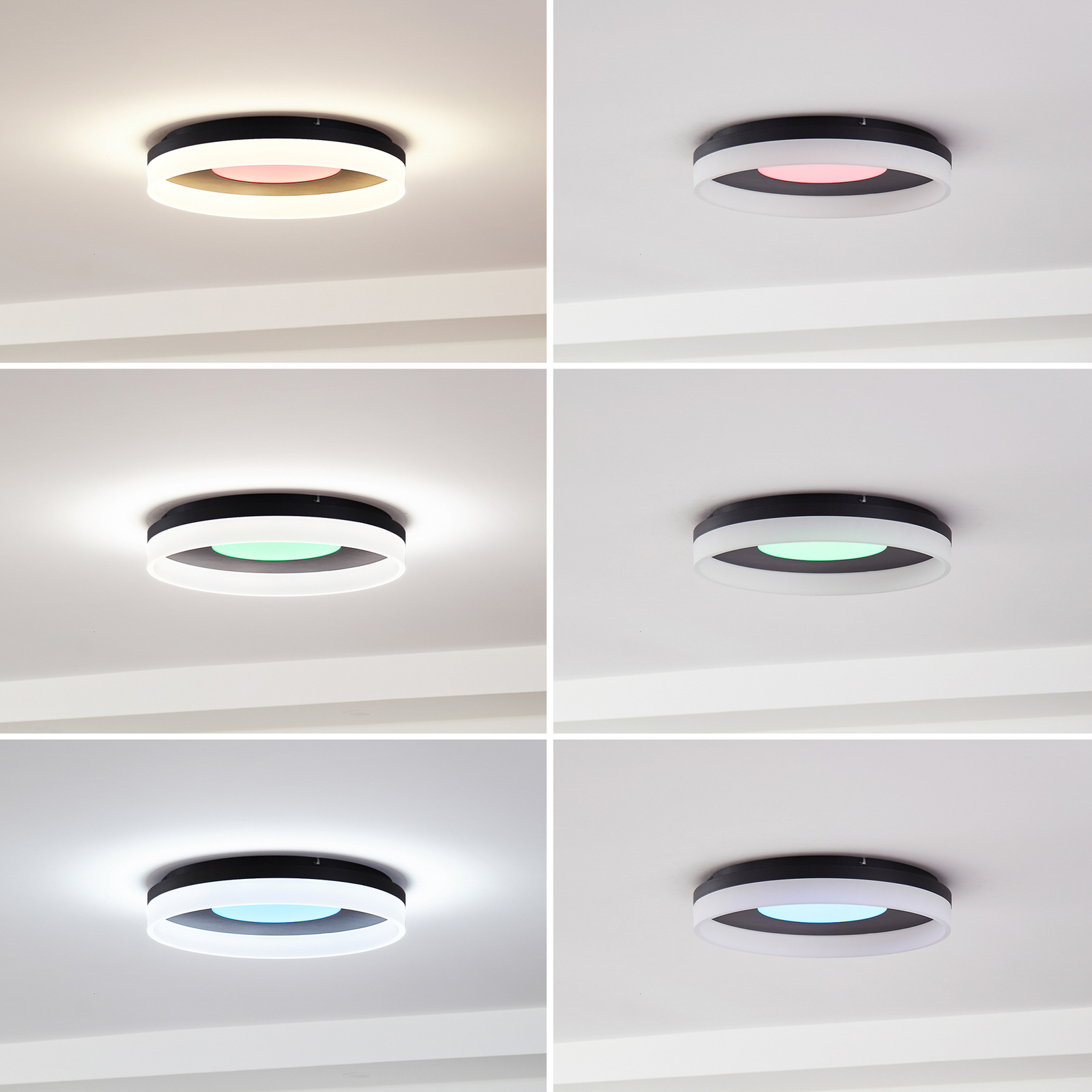 Lucande Smart LED ceiling lamp Squillo black Tuya RGBW CCT