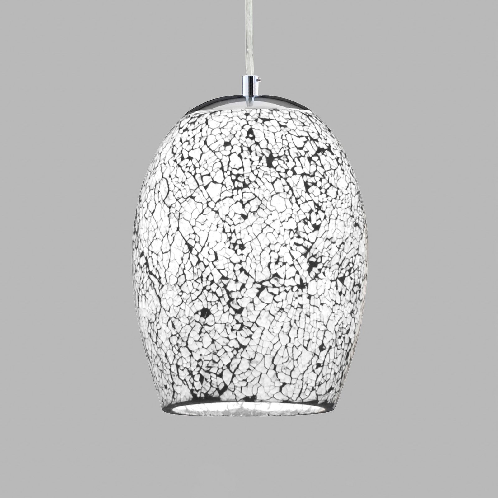 Witte chroom hanglamp Crackle