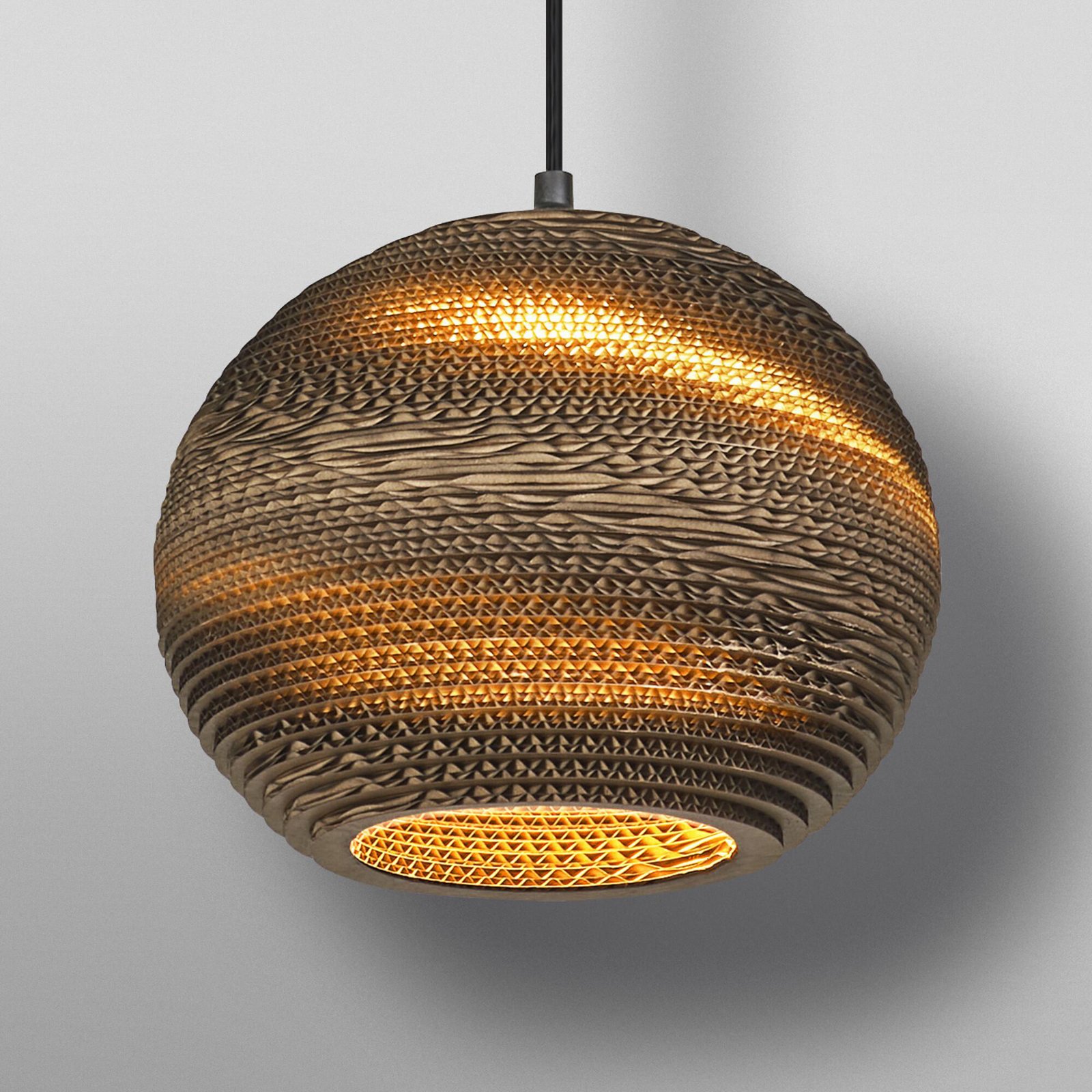 OSRAM BALL pendant light, brown, Ø 26 cm, corrugated cardboard, E27