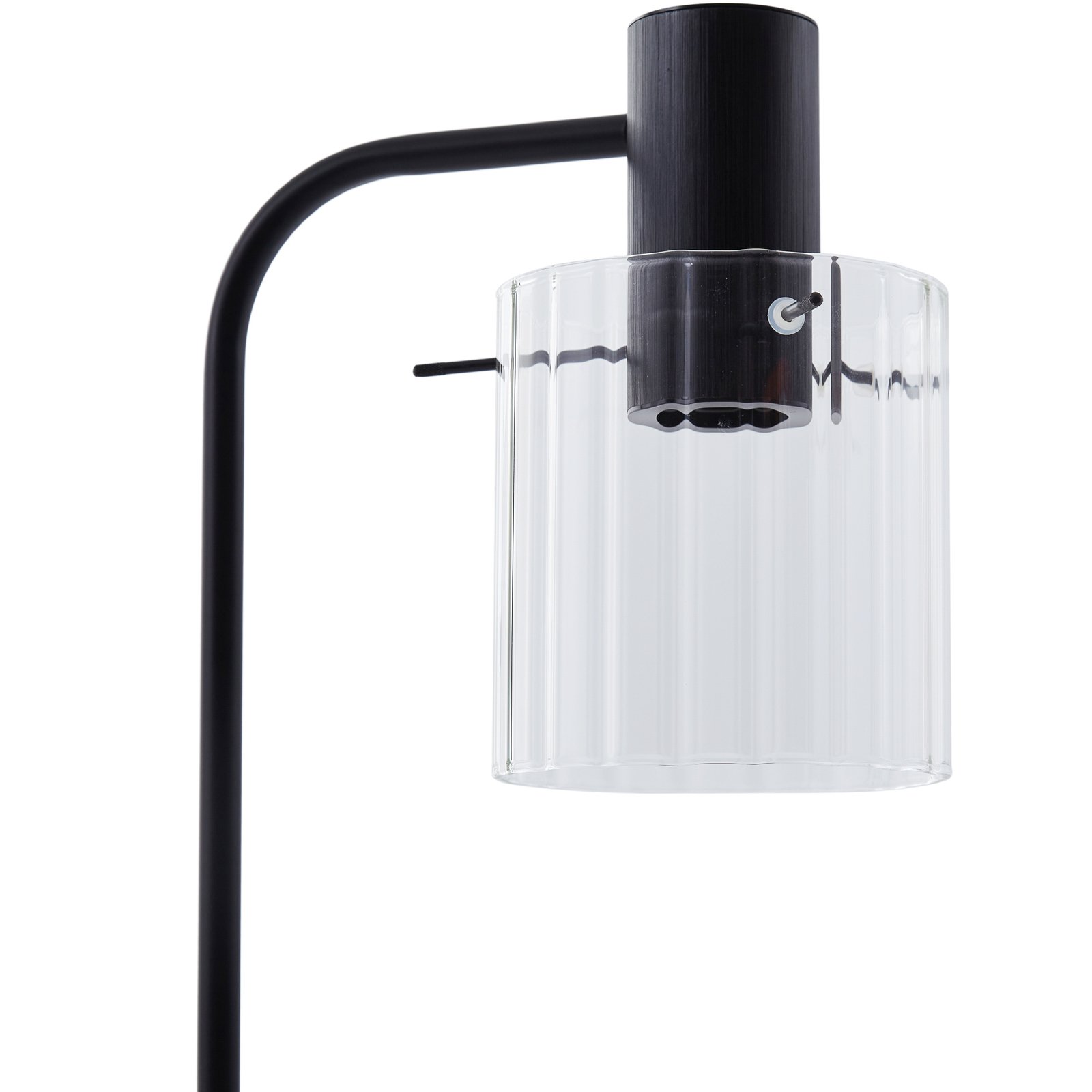 Stojacia lampa Lucande Eirian, čierna, sklo, výška 150 cm, E27