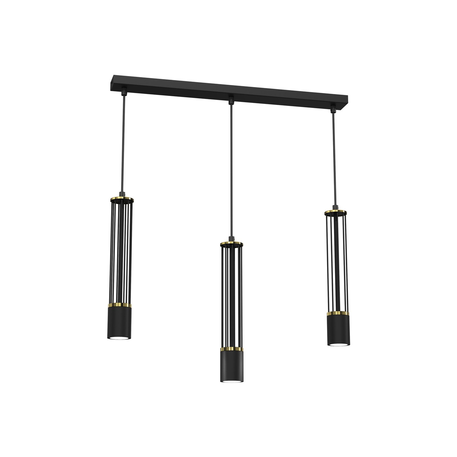 Hanglamp Estilo, zwart, 3-lamps langwerpig