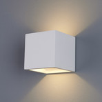 Cube-shaped LED wall light Marita made of plaster