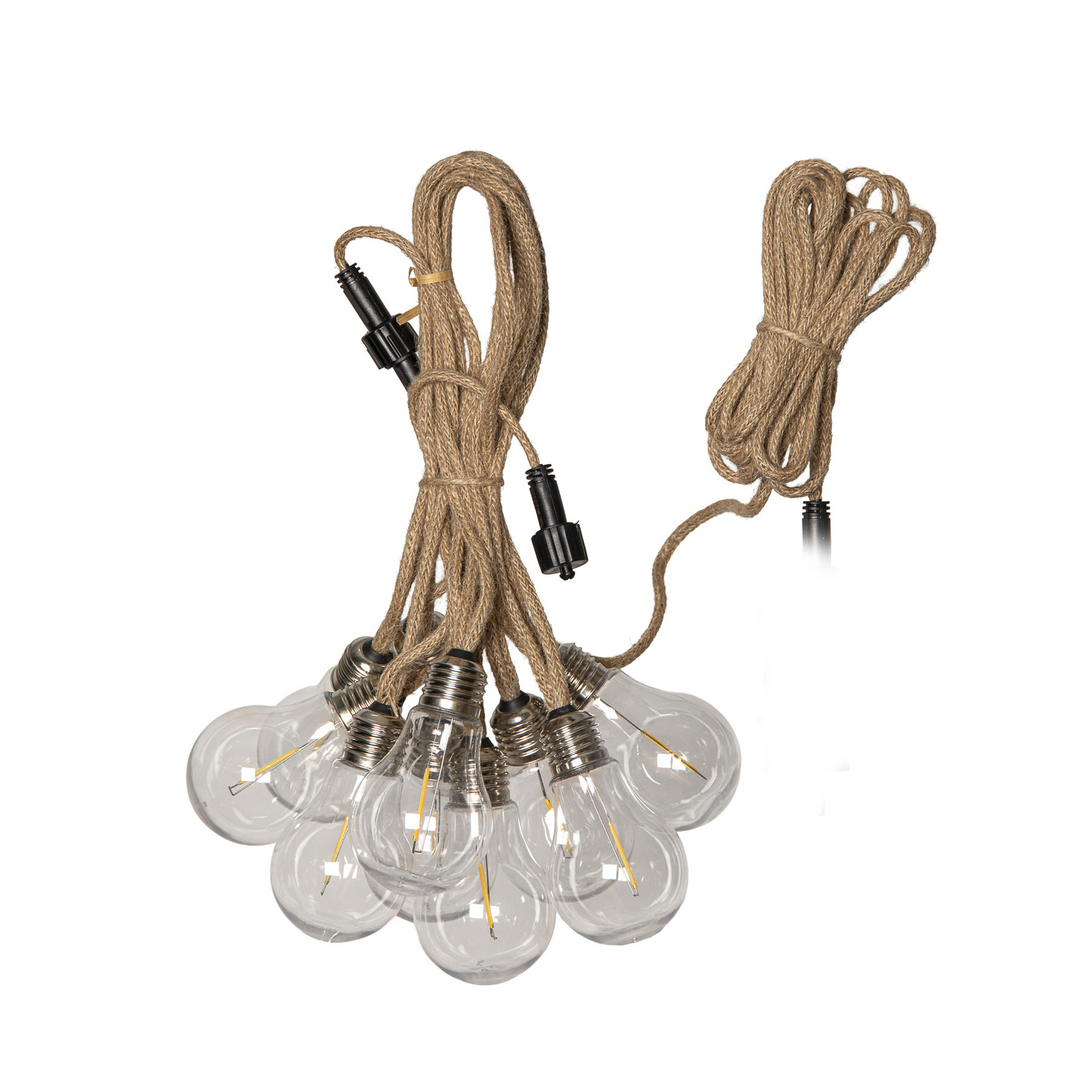 Jutta Outdoor -LED-valoketju, 10-lamppuinen, 5 m, juutti, IP44 Jutta Outdoor -LED-valoketju, 10-lamppuinen, 5 m, juutti, IP44
